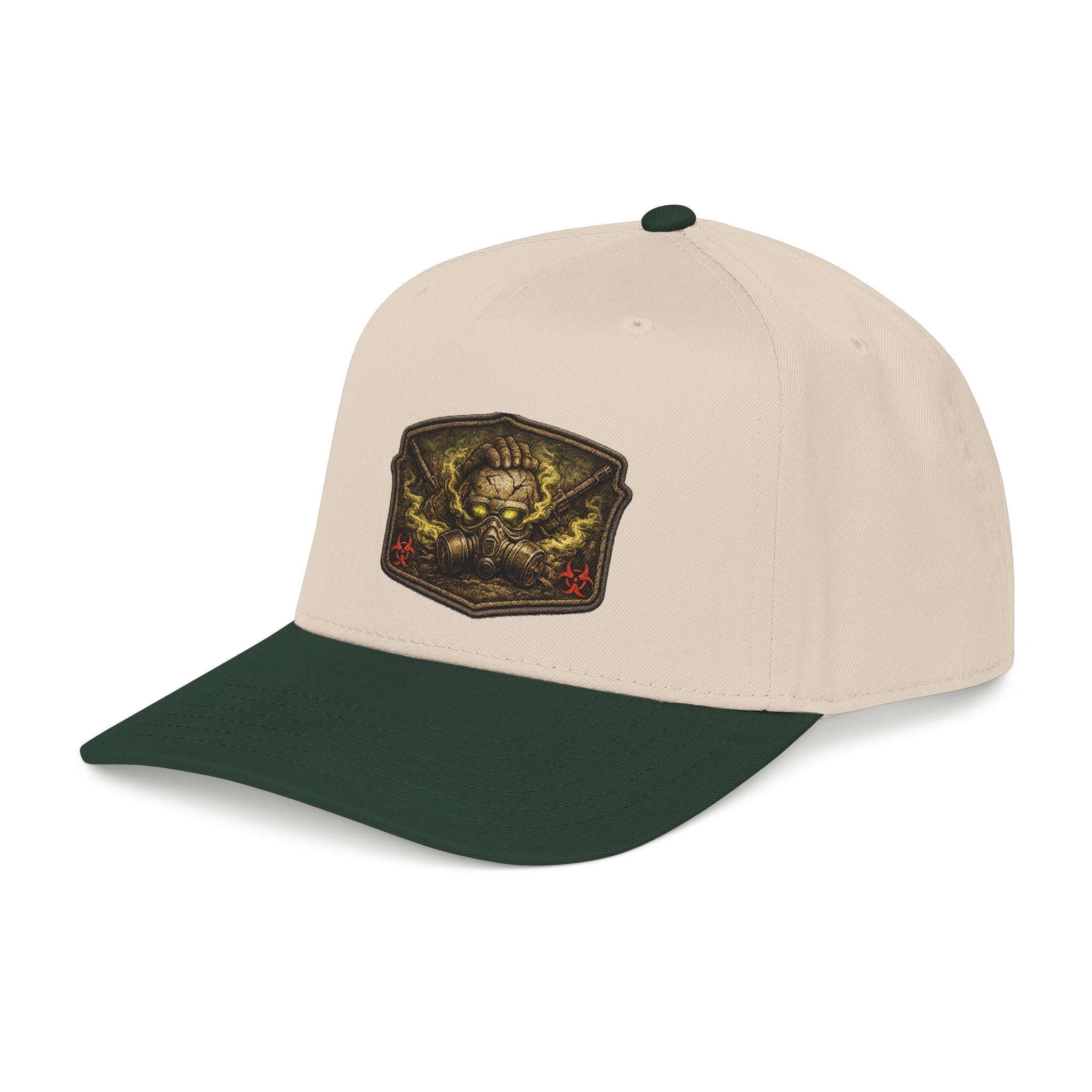 Baseball Cap — Toxic Skull Patch Hat | Edgy Military Green Trucker Style