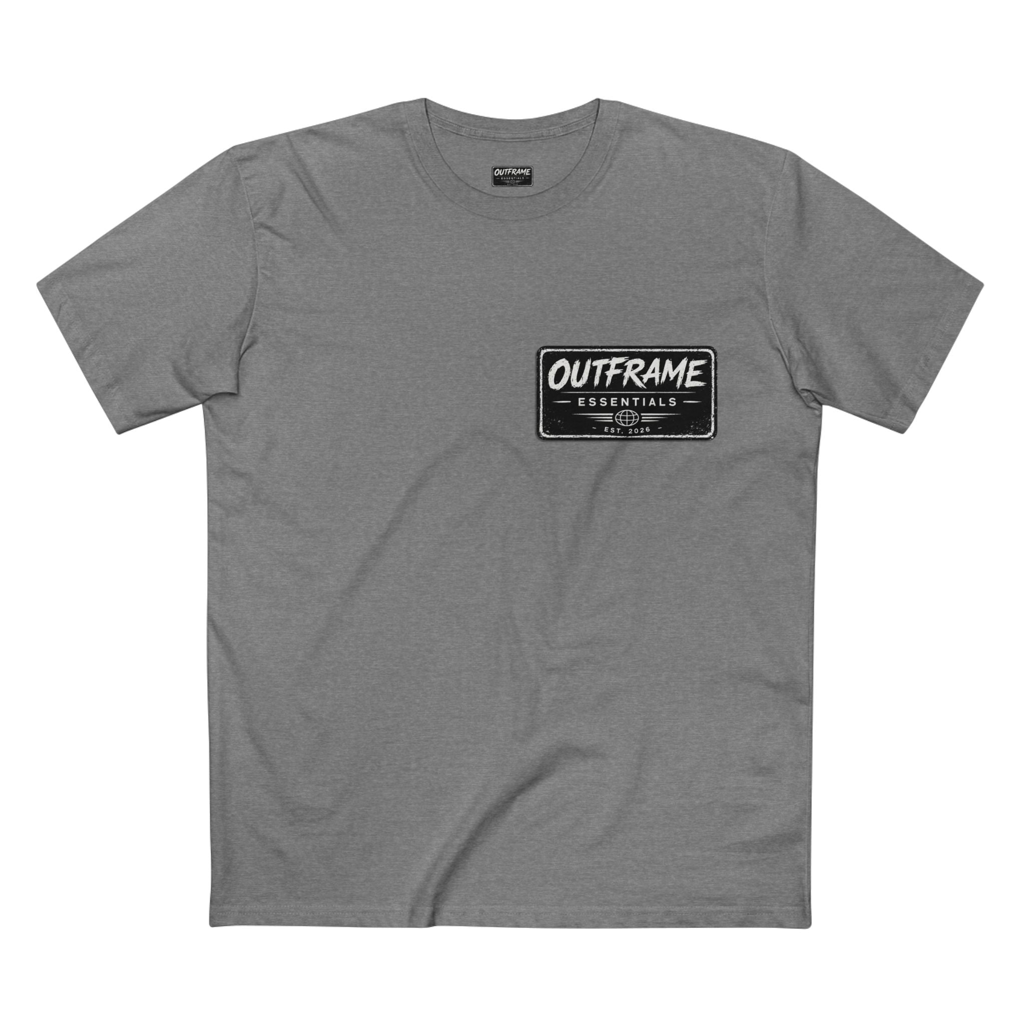 Outframe Essentials Logo Tee — Minimal Patch Chest T‑Shirt