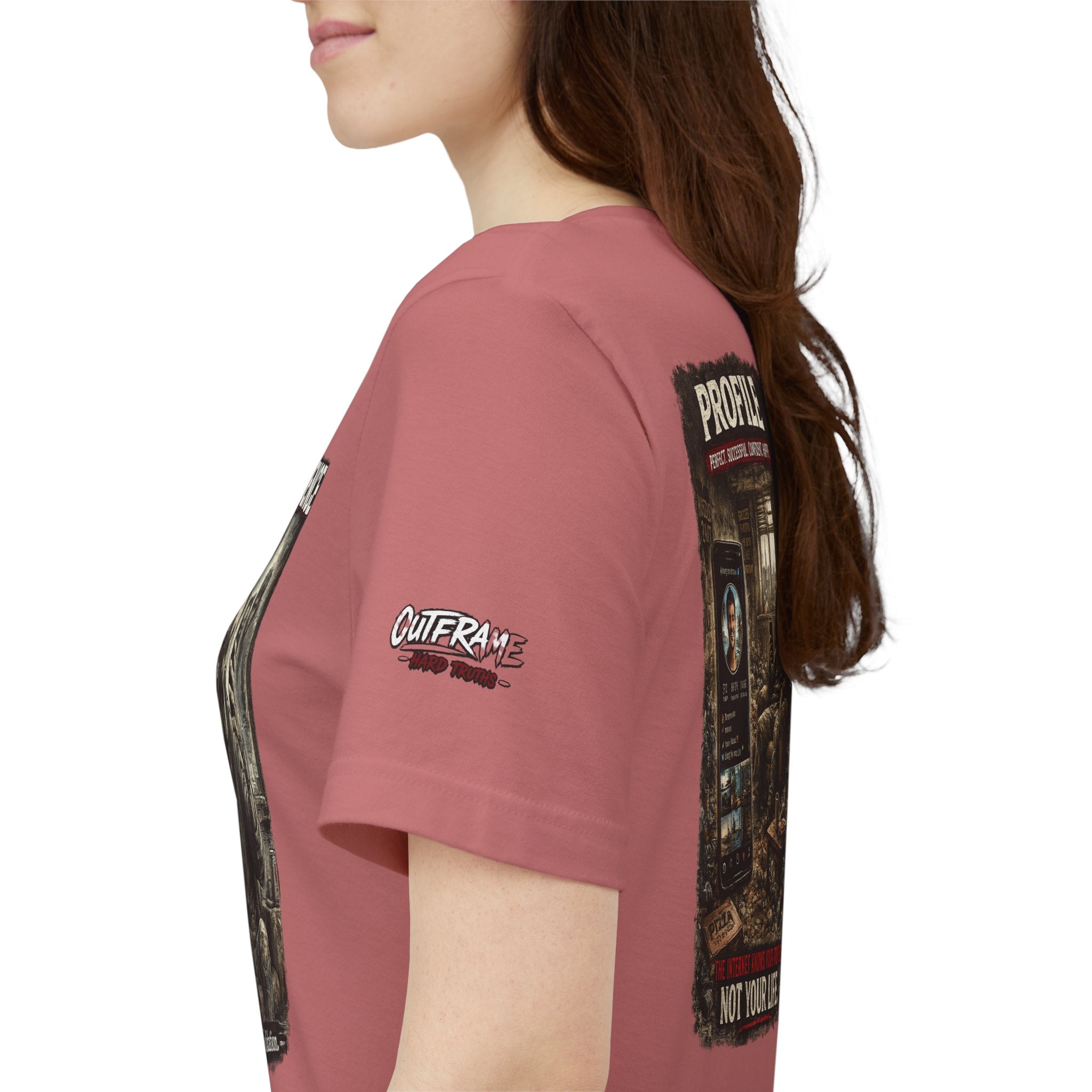 OUTFRAME Hard Truths – Fake Confidence | Premium Graphic Streetwear T-Shirt