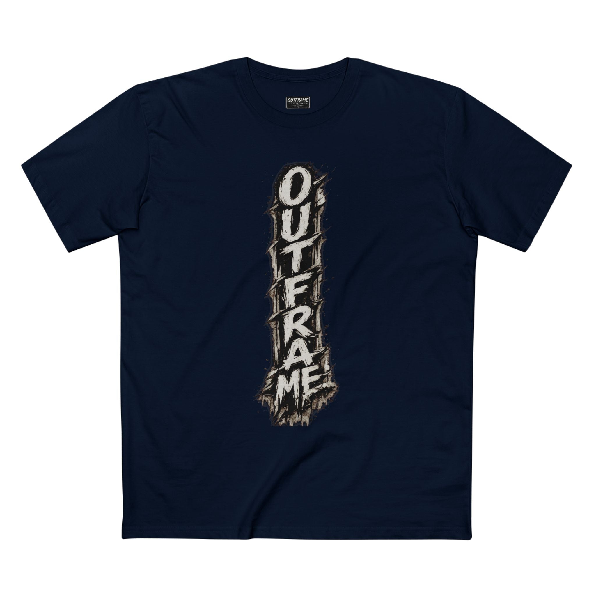 OUTFRAME Essentials – Vertical Brush Logo Premium Unisex T-Shirt