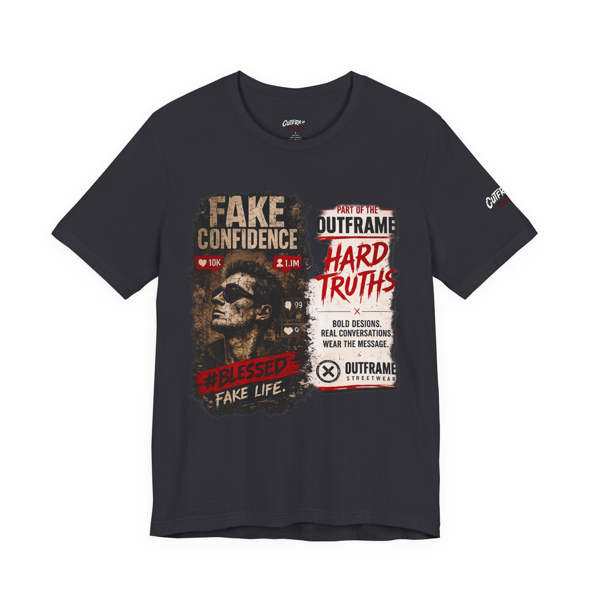 Fake Confidence – OUTFRAME Hard Truths Editorial Graphic T-Shirt