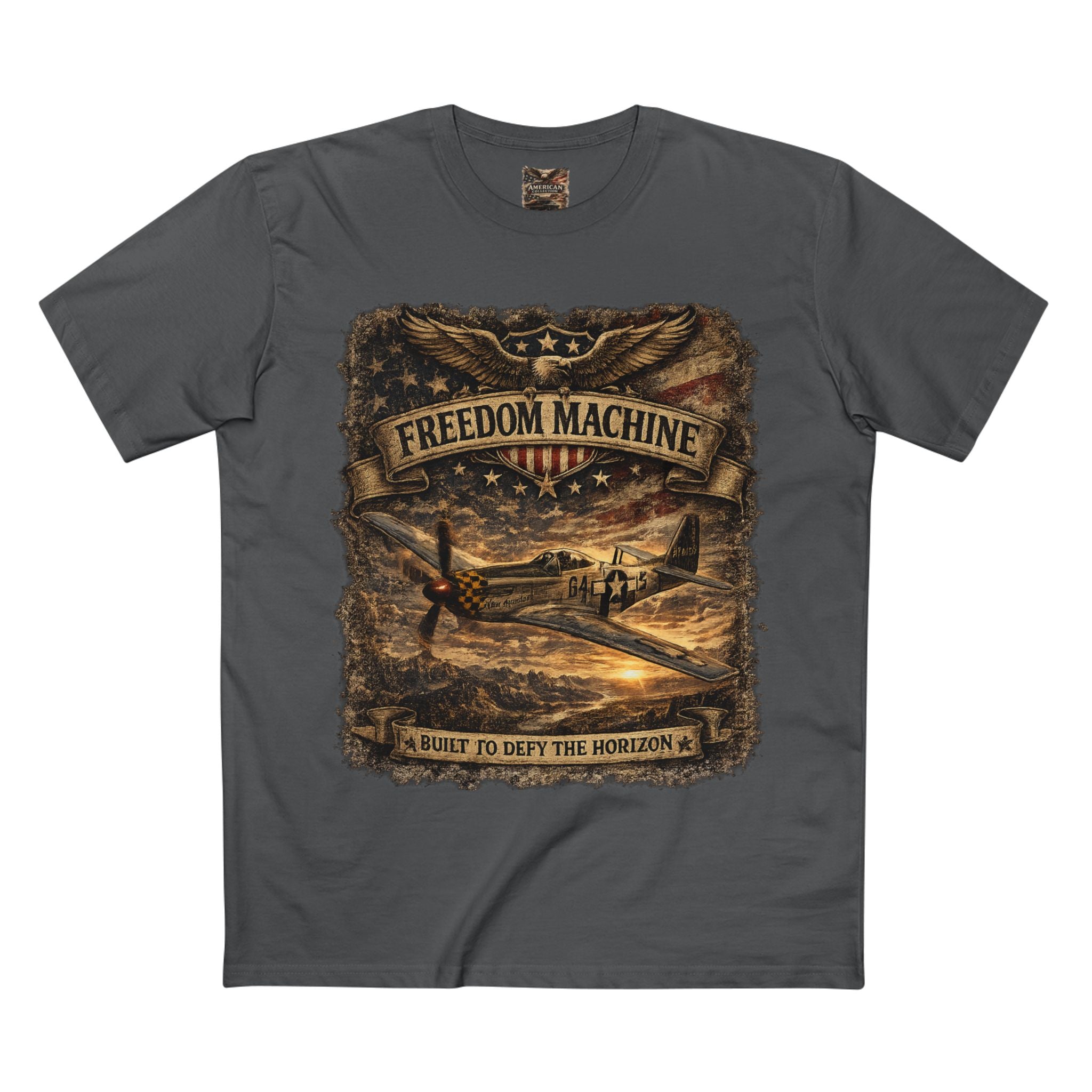 Freedom Machine – Vintage P-51 Mustang Aviation Graphic T-Shirt | American Collection