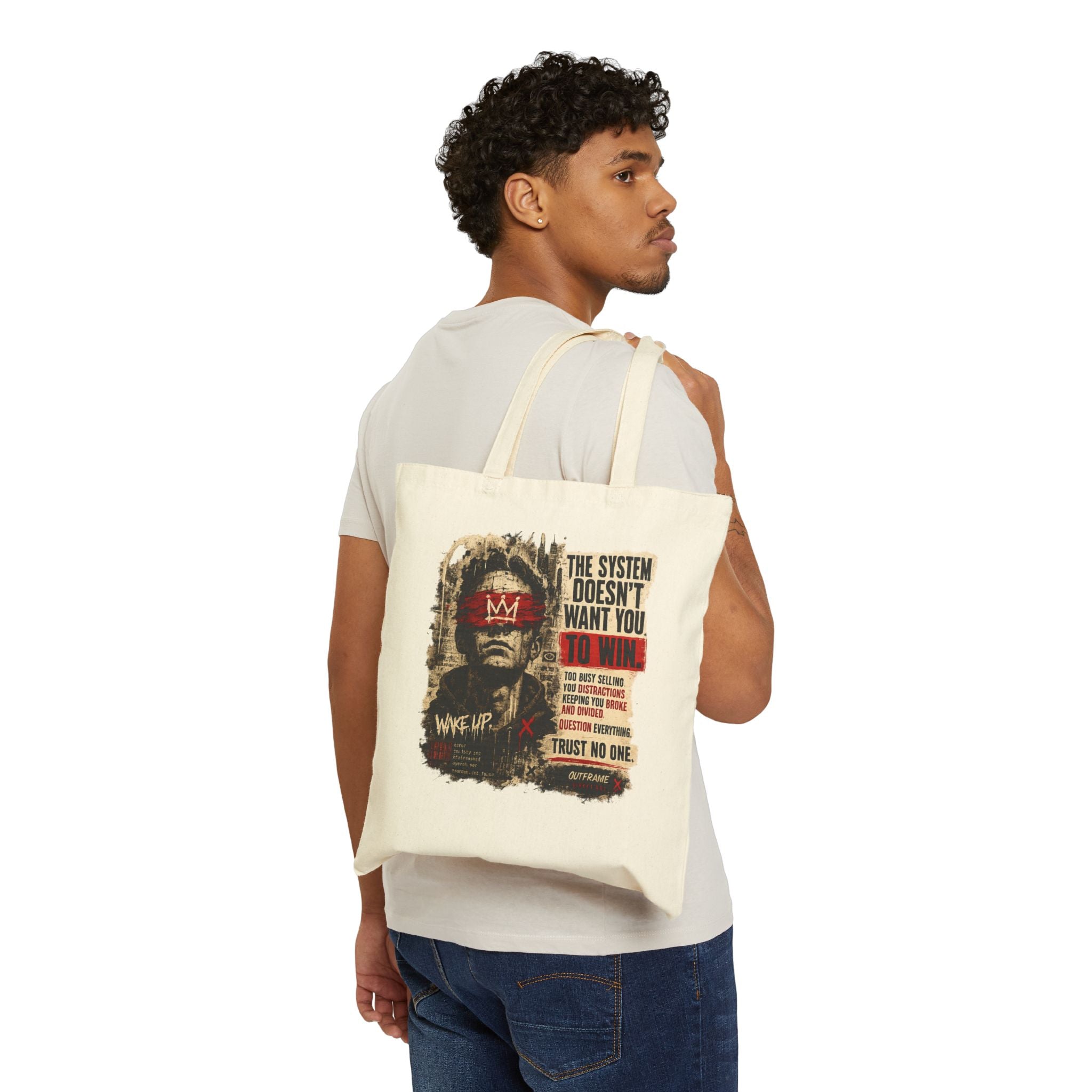 Canvas Tote Bag — "The System Doesn’t Want You" Protest Graphic Shopper
