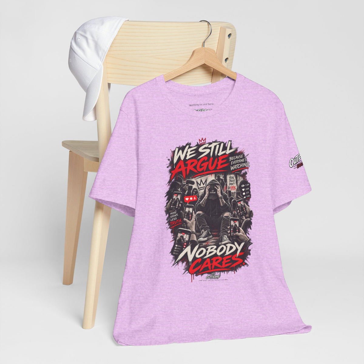 We Still Argue, Nobody Cares Tee — Dark Comic Graphic T-Shirt