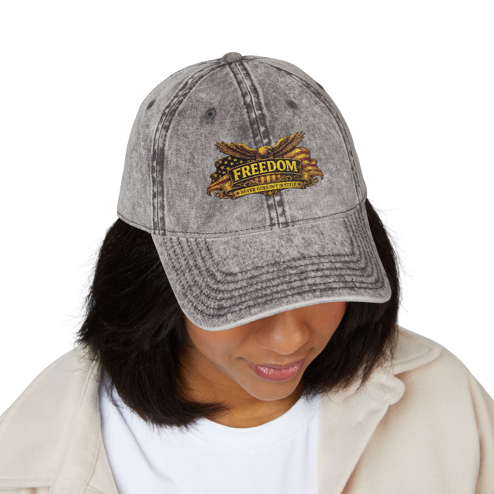Freedom Vintage Embroidered Cap – Distressed Red Dad Hat