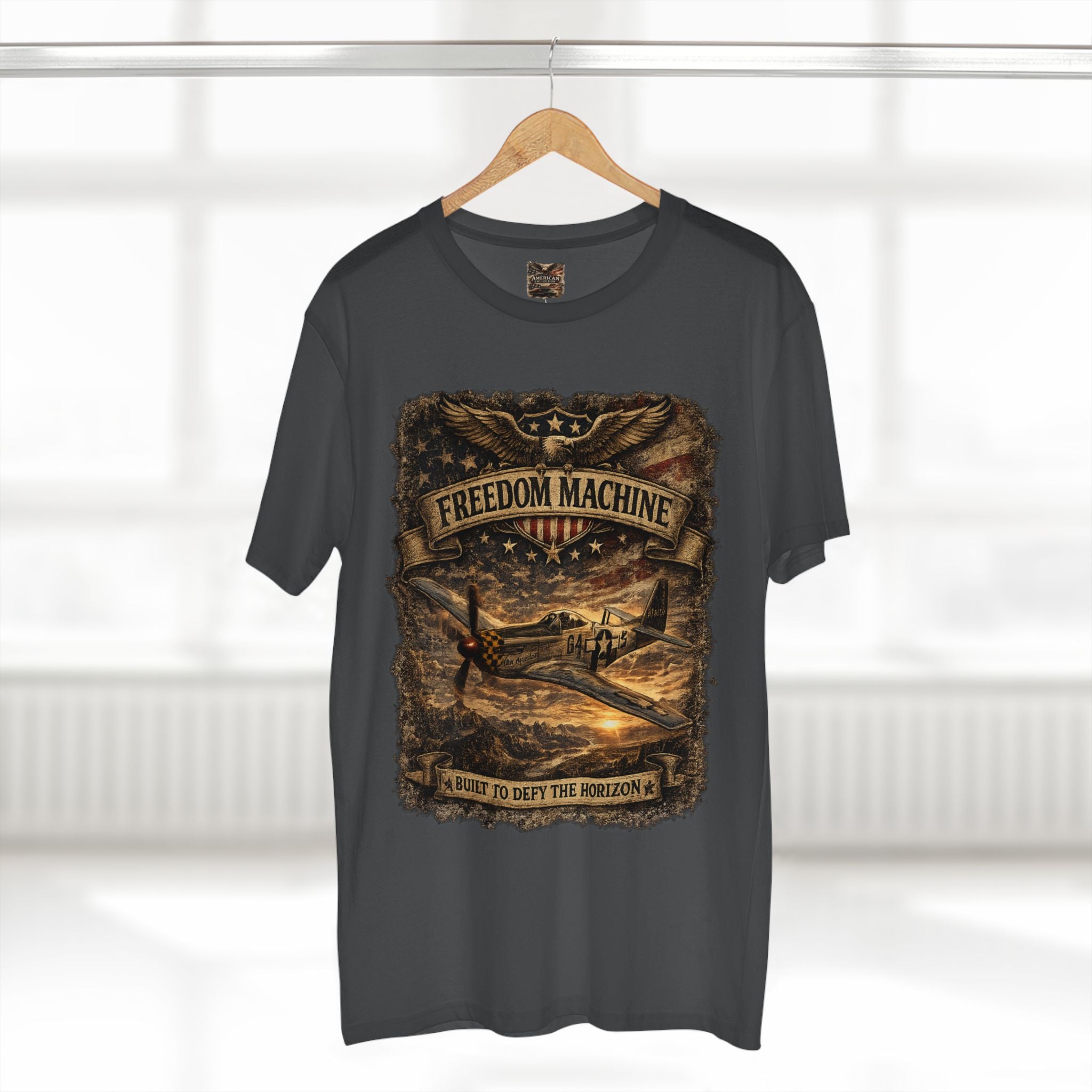 Freedom Machine – Vintage P-51 Mustang Aviation Graphic T-Shirt | American Collection