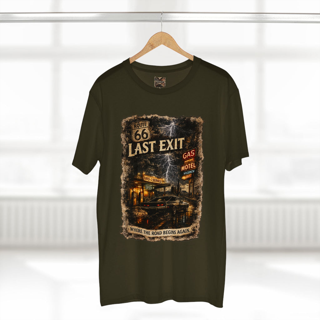 Last Exit – Vintage Route 66 Muscle Car Graphic T-Shirt
