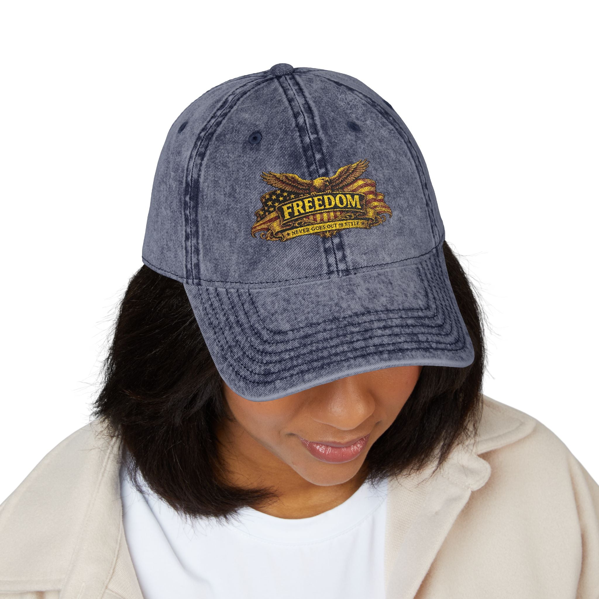 Freedom Vintage Embroidered Cap – Distressed Red Dad Hat