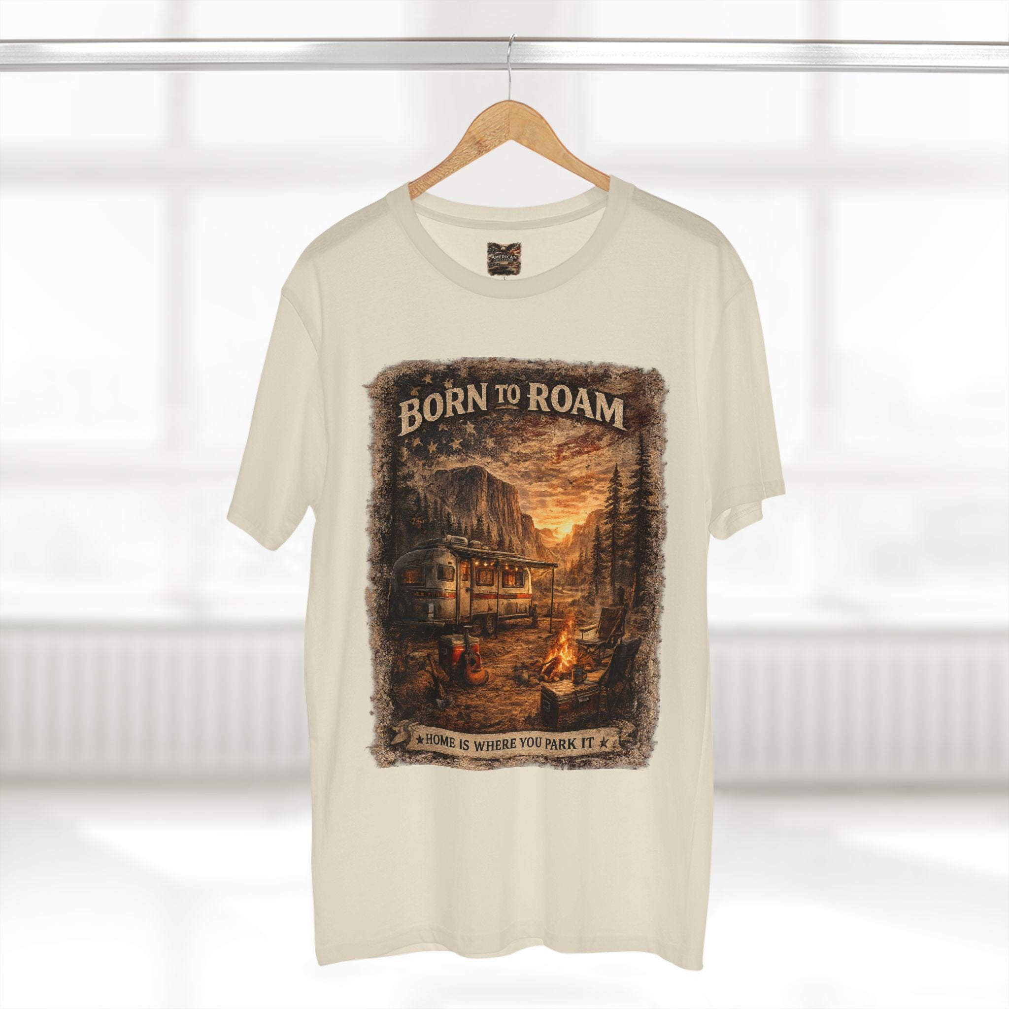 Born to Roam – Vintage Camper & National Parks Graphic T-Shirt | American Collection