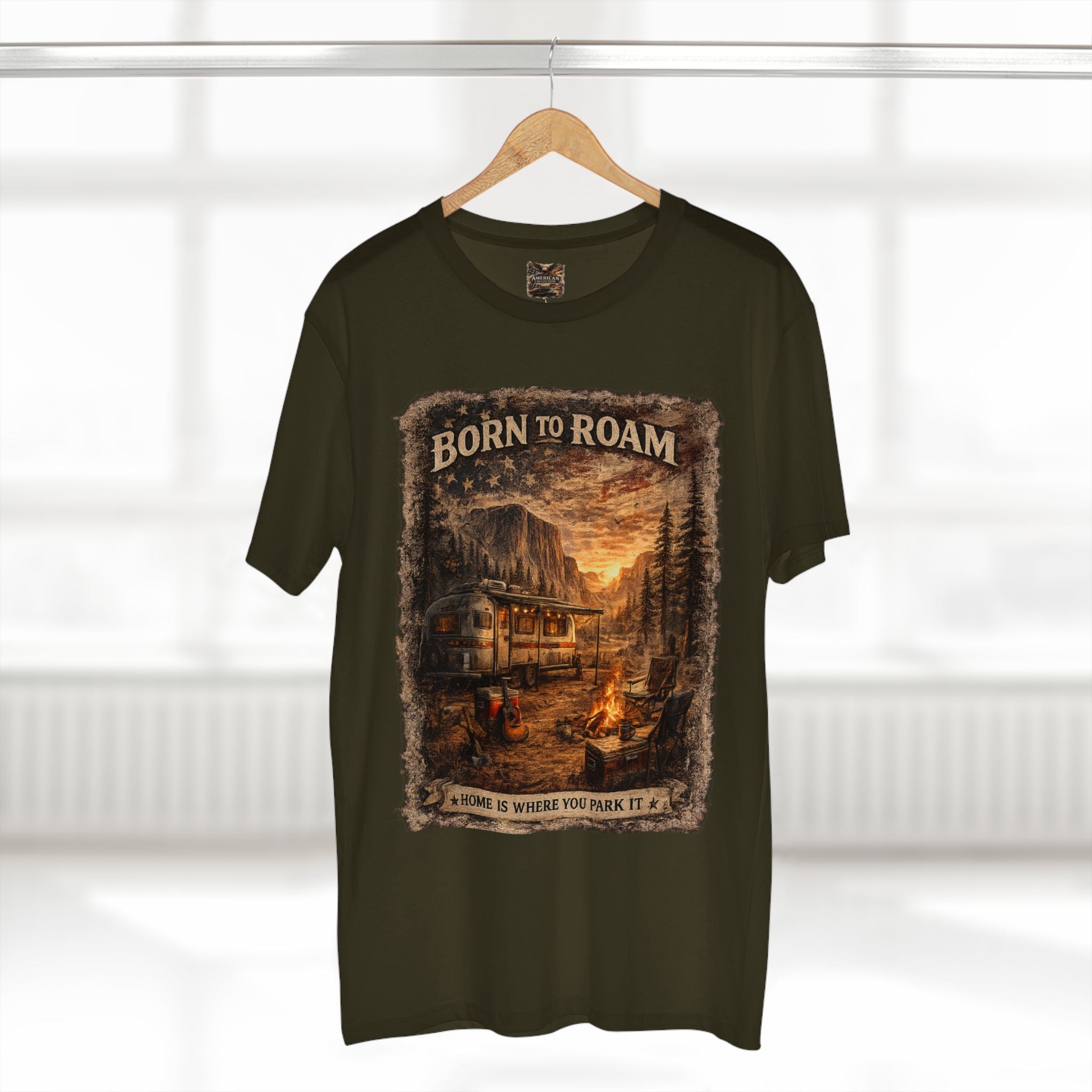 Born to Roam – Vintage Camper & National Parks Graphic T-Shirt | American Collection
