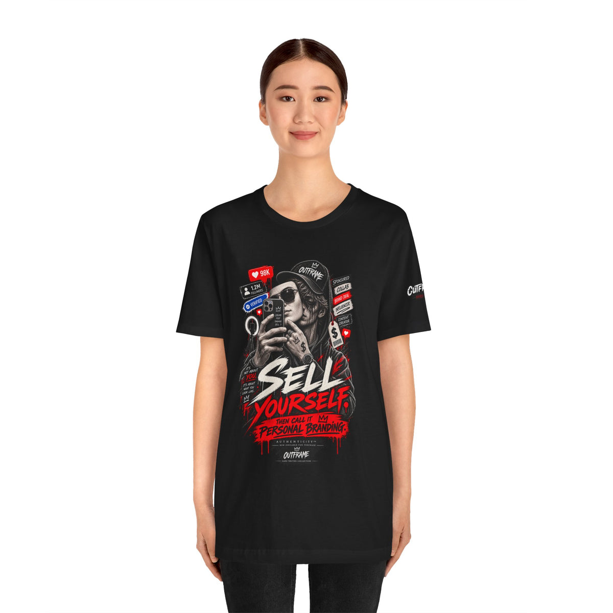 Graphic Tee — "Sell Yourself" Social Media Satire T-Shirt