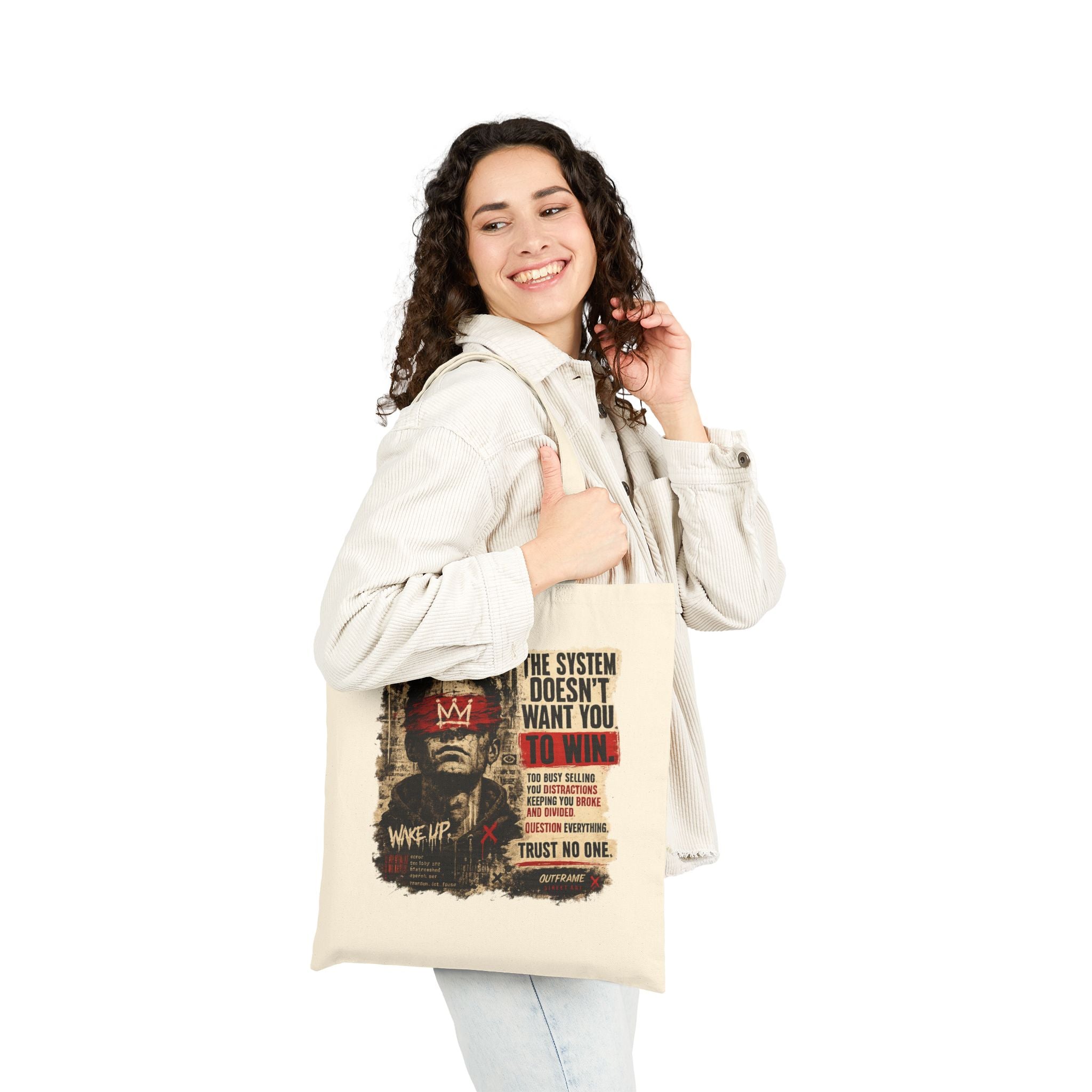 Canvas Tote Bag — "The System Doesn’t Want You" Protest Graphic Shopper