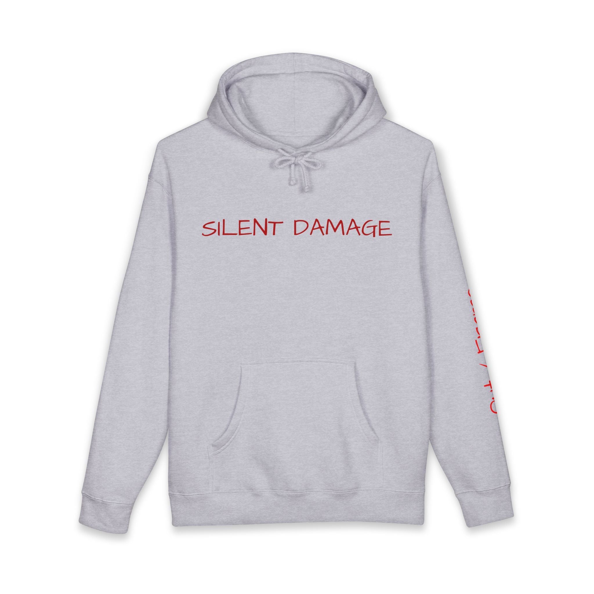 SILENT DAMAGE – Minimal Dark Urban Graphic Hoodie