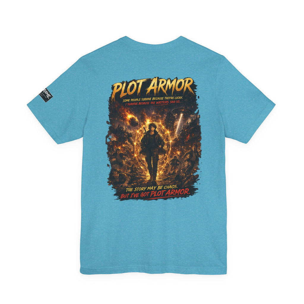 Plot Armor T-Shirt — Retro Anime Fire Graphic Tee