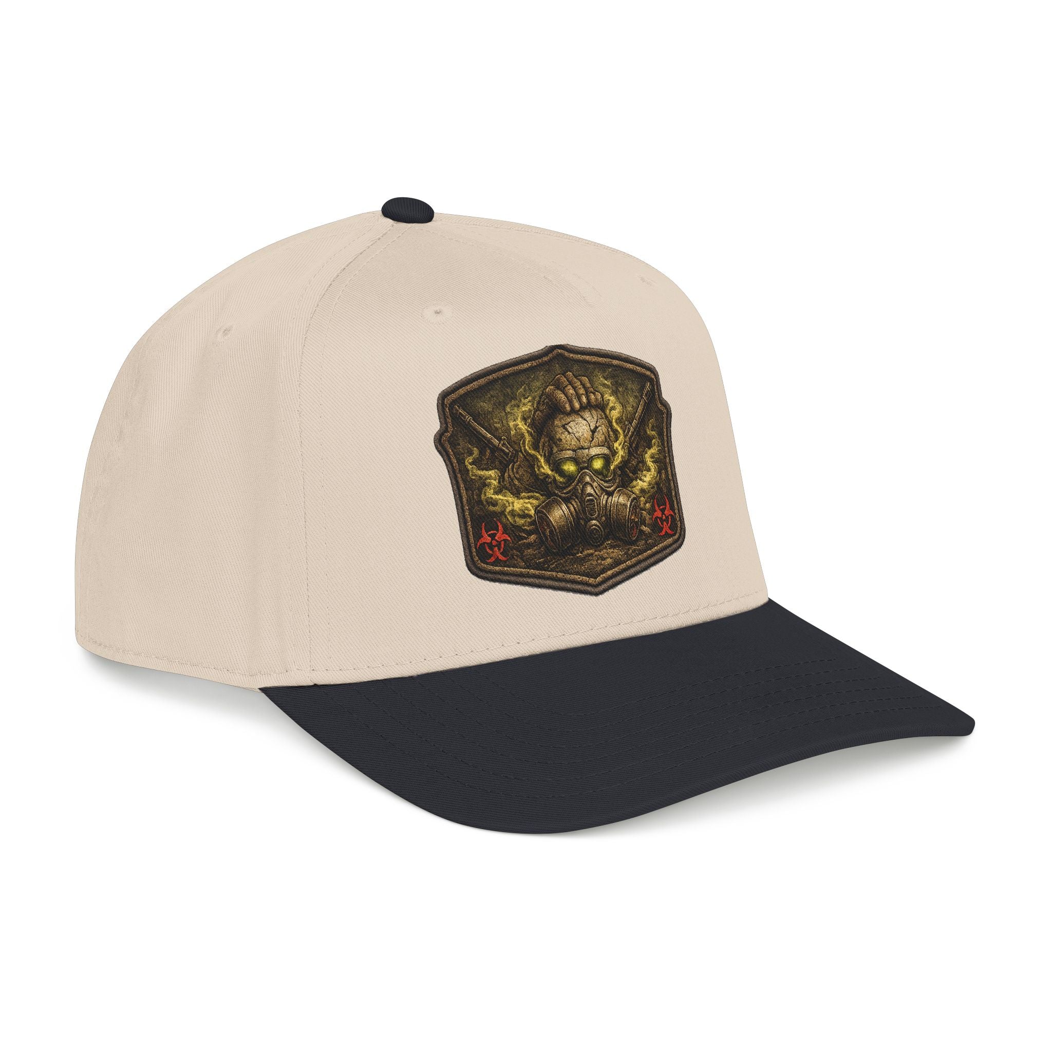 Baseball Cap — Toxic Skull Patch Hat | Edgy Military Green Trucker Style