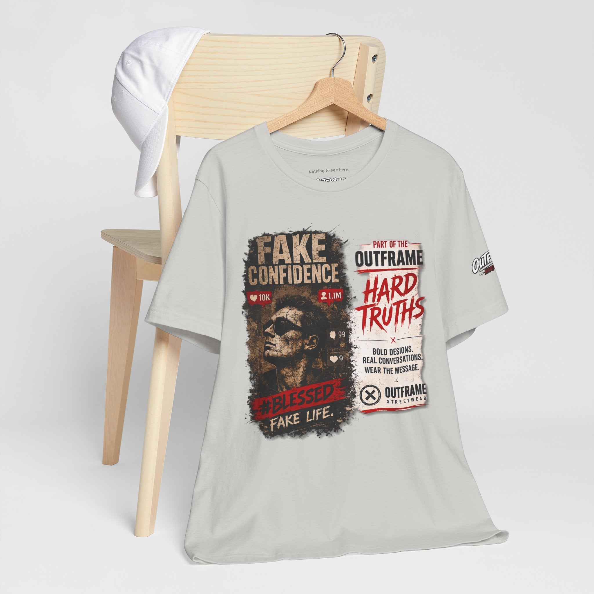 Fake Confidence – OUTFRAME Hard Truths Editorial Graphic T-Shirt