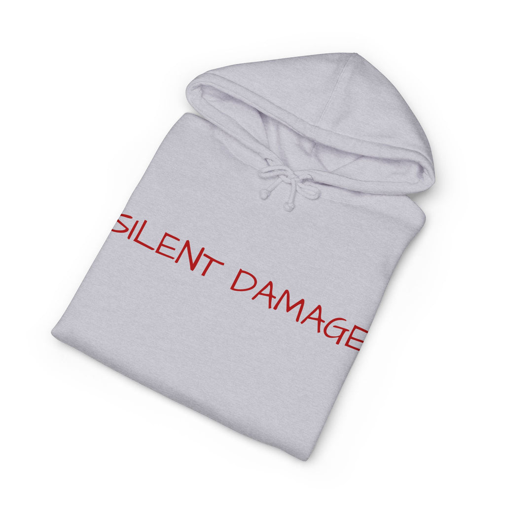 SILENT DAMAGE – Minimal Dark Urban Graphic Hoodie