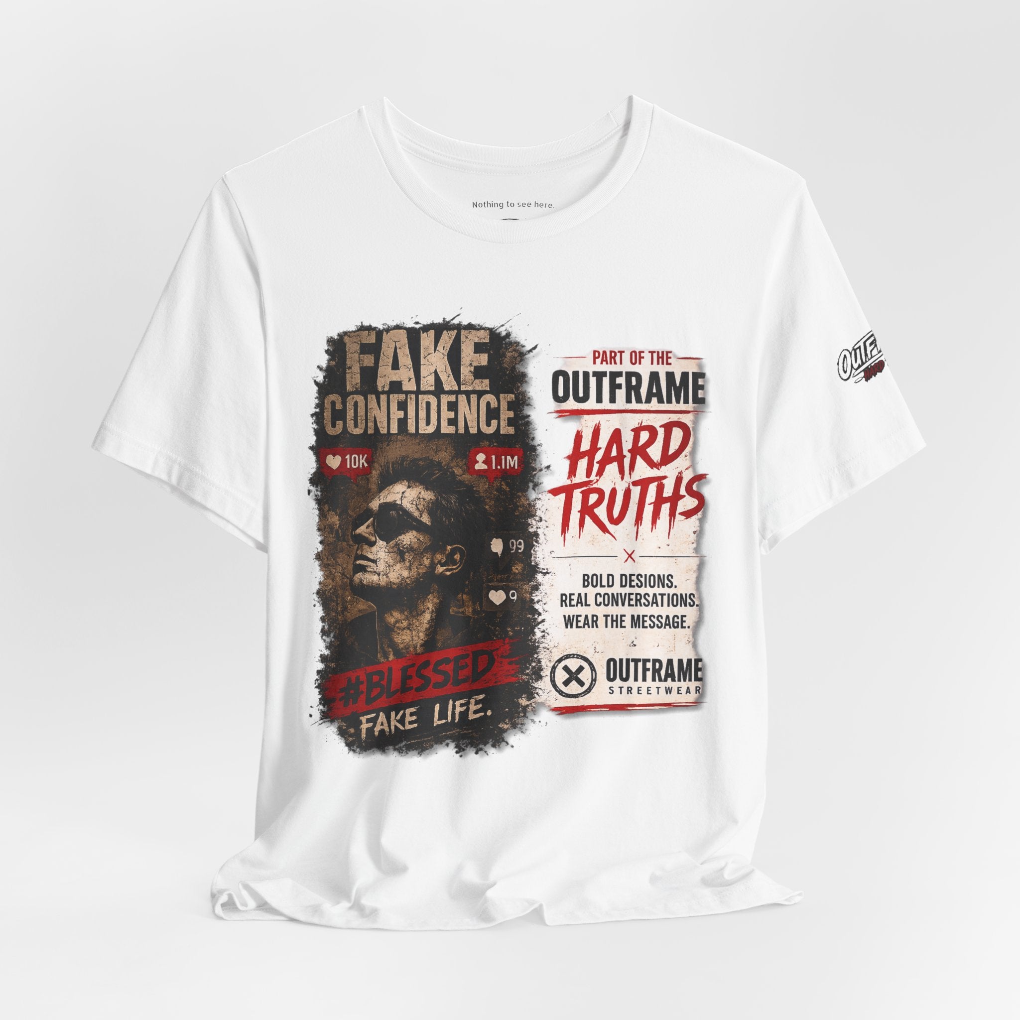 Fake Confidence – OUTFRAME Hard Truths Editorial Graphic T-Shirt