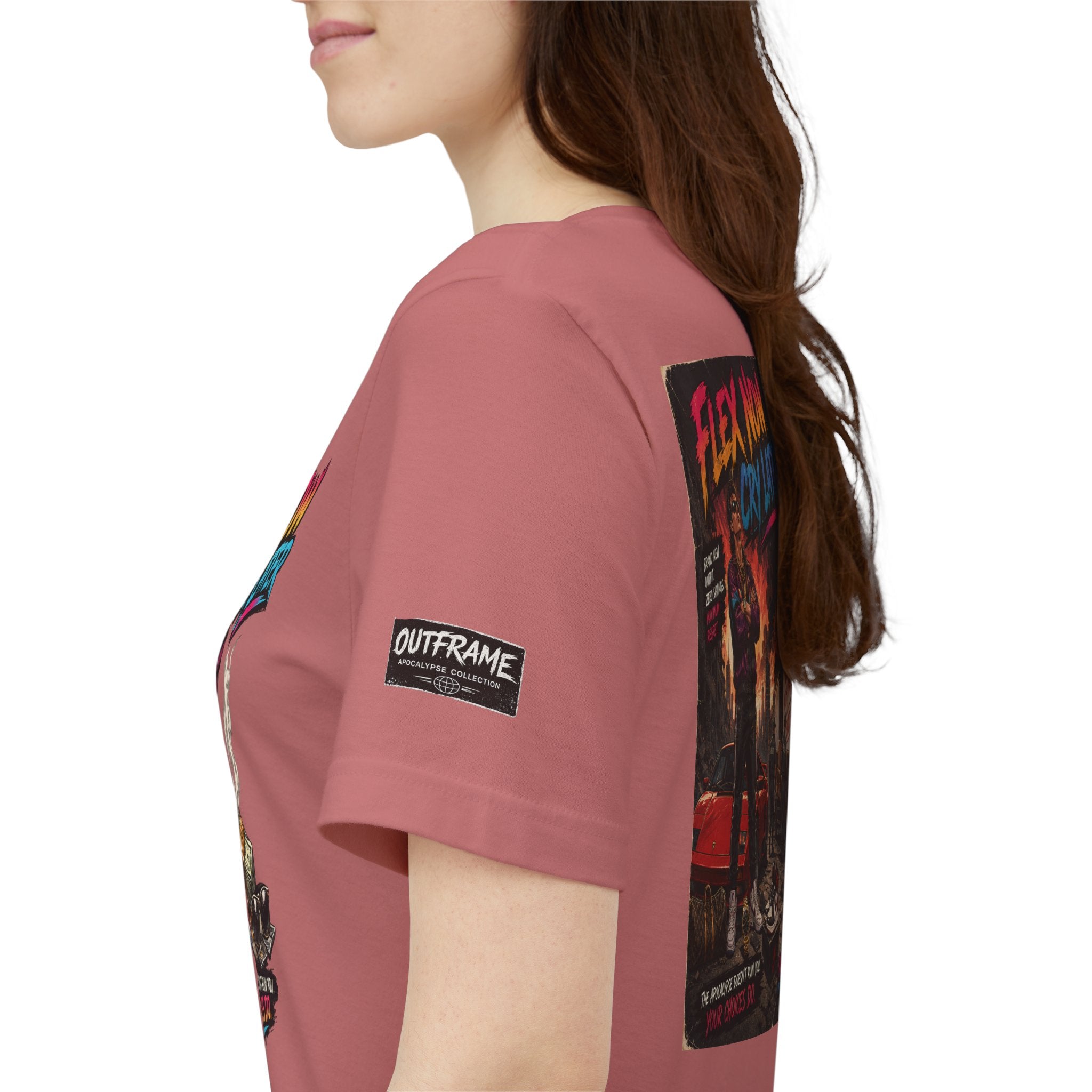 OUTFRAME™ FLEX NOW. CRY LATER. | Retro Apocalypse Graphic T-Shirt | Vintage