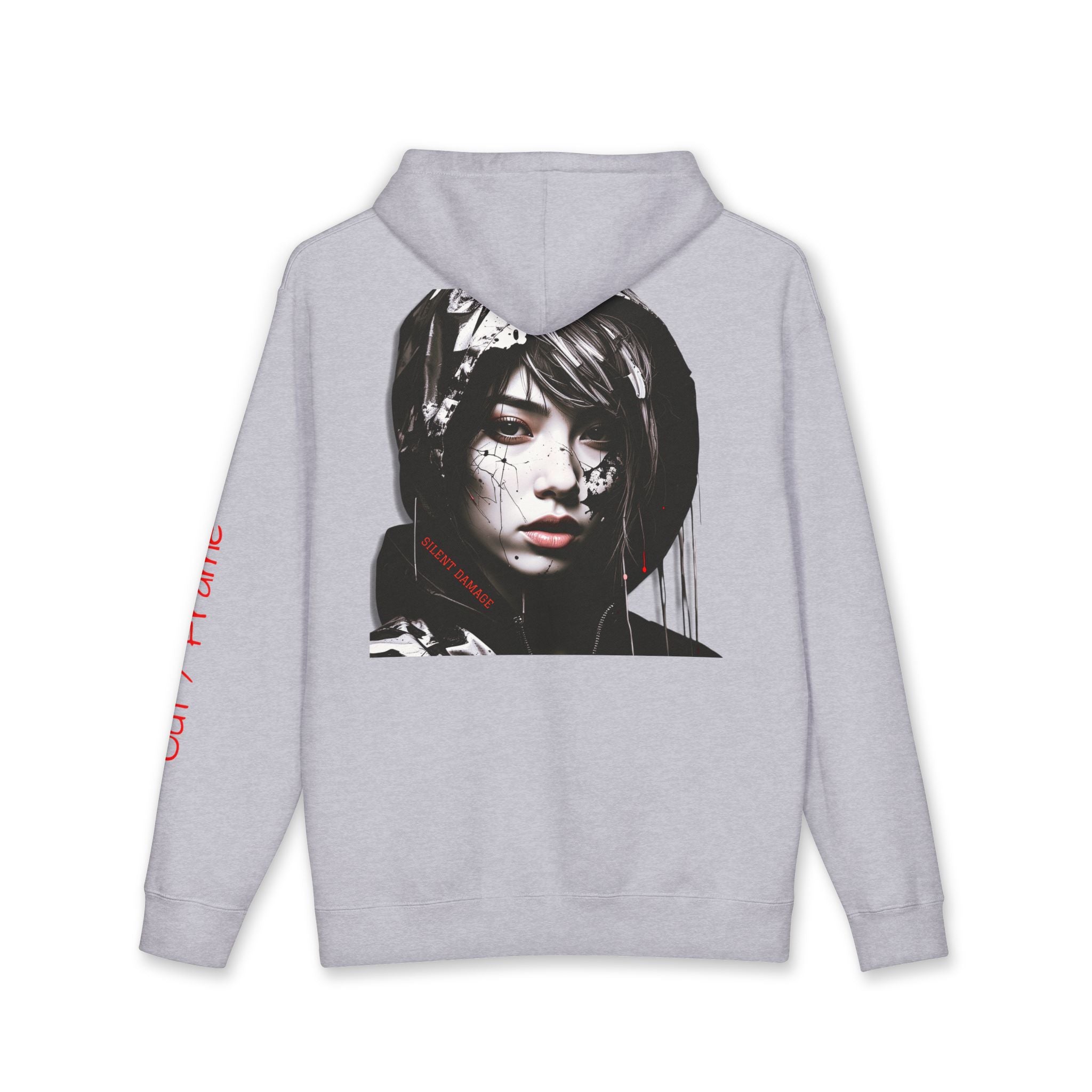 SILENT DAMAGE – Minimal Dark Urban Graphic Hoodie