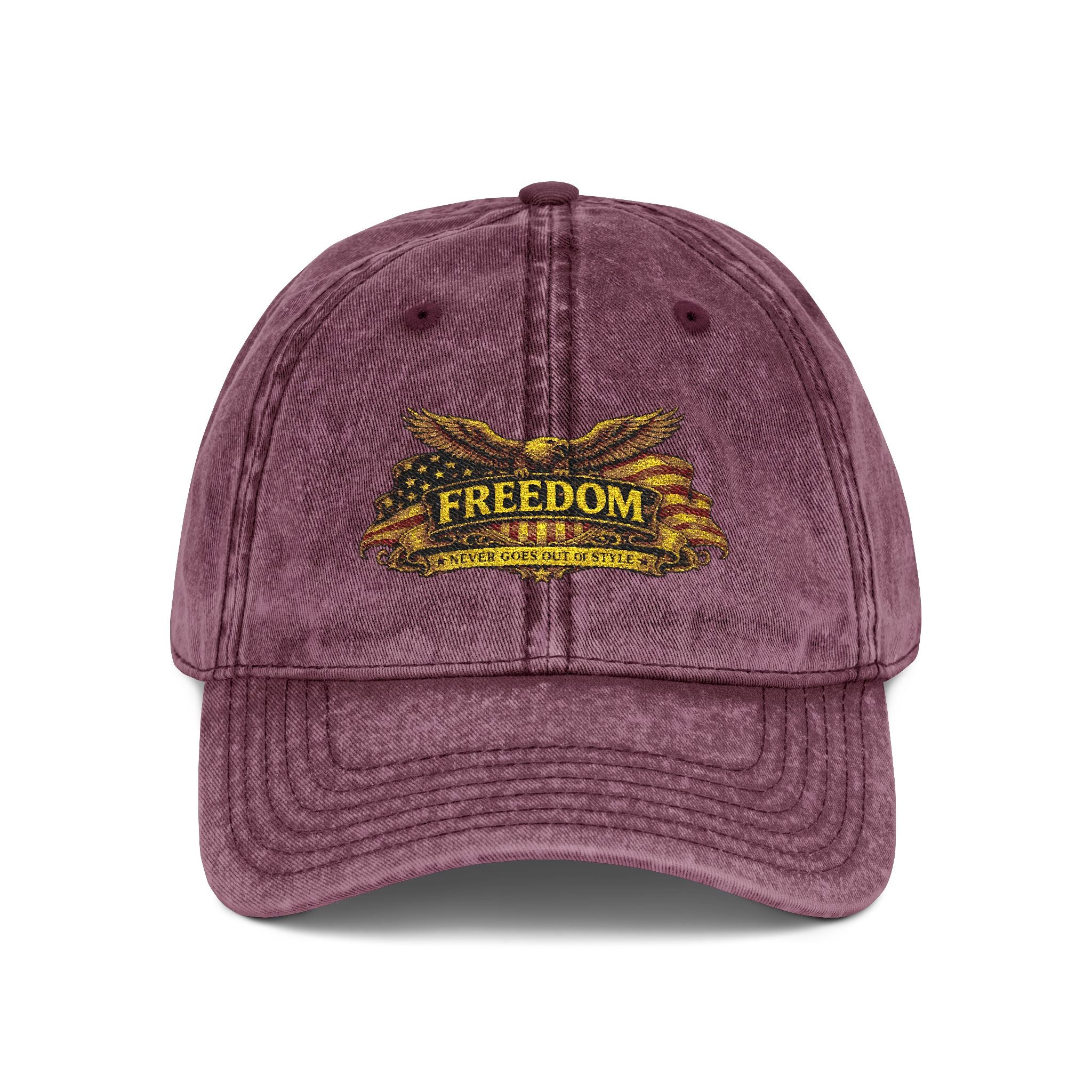 Freedom Vintage Embroidered Cap – Distressed Red Dad Hat