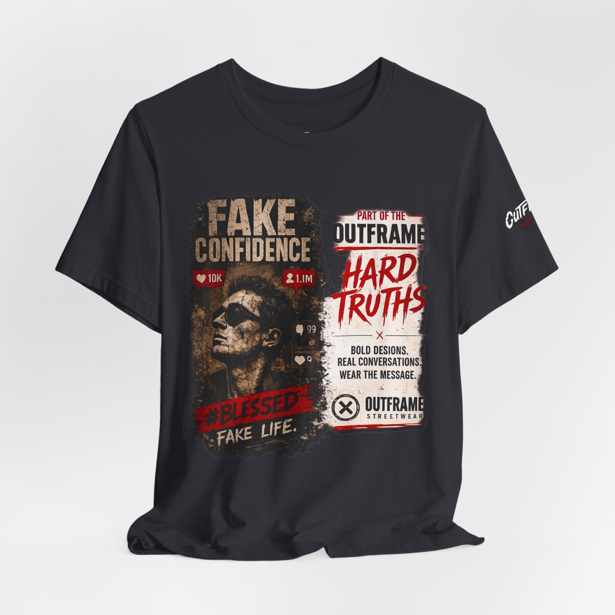 Fake Confidence – OUTFRAME Hard Truths Editorial Graphic T-Shirt
