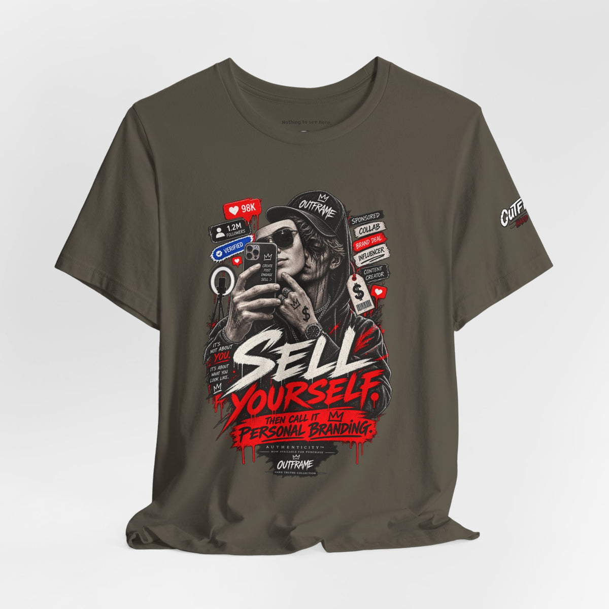 Graphic Tee — "Sell Yourself" Social Media Satire T-Shirt