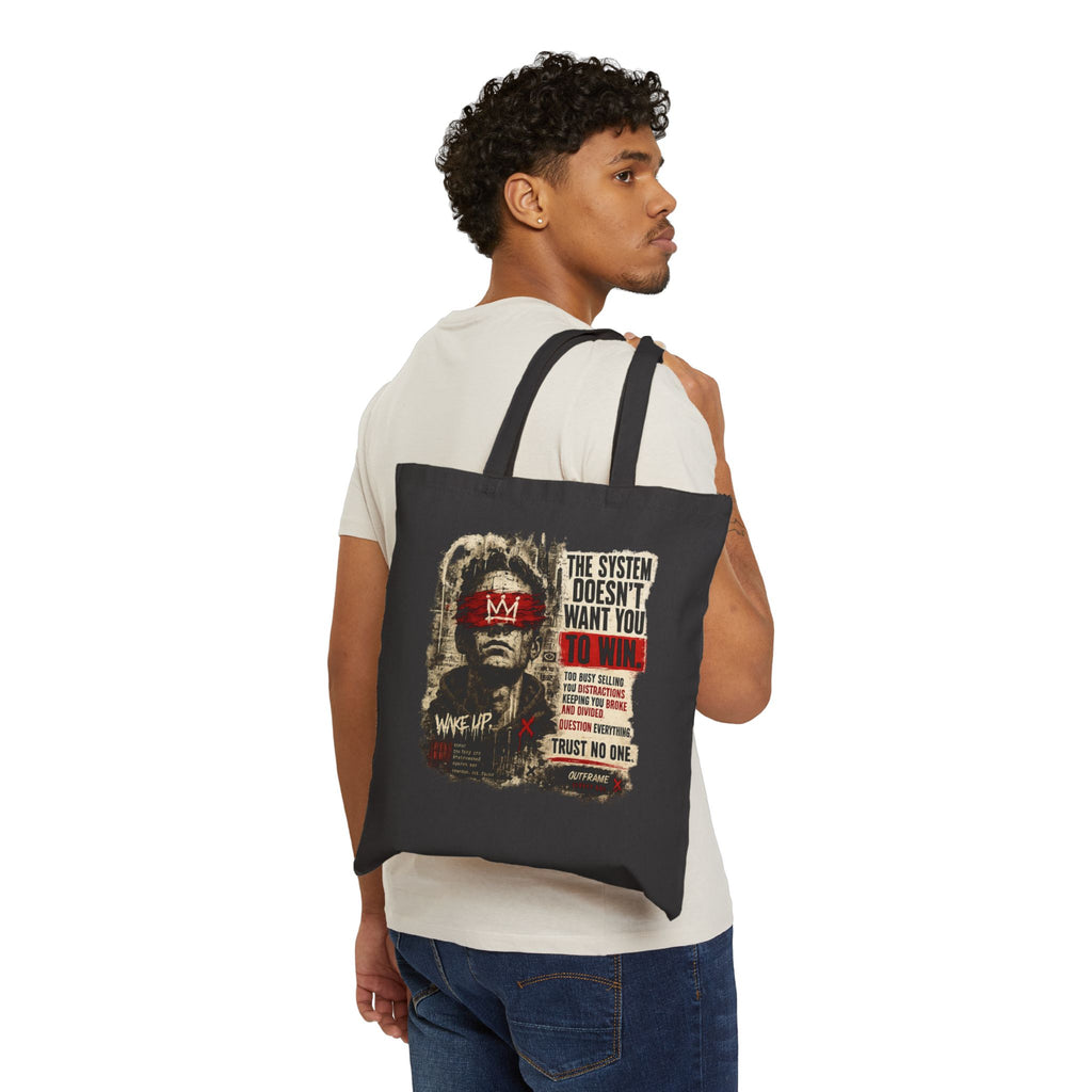 Canvas Tote Bag — "The System Doesn’t Want You" Protest Graphic Shopper