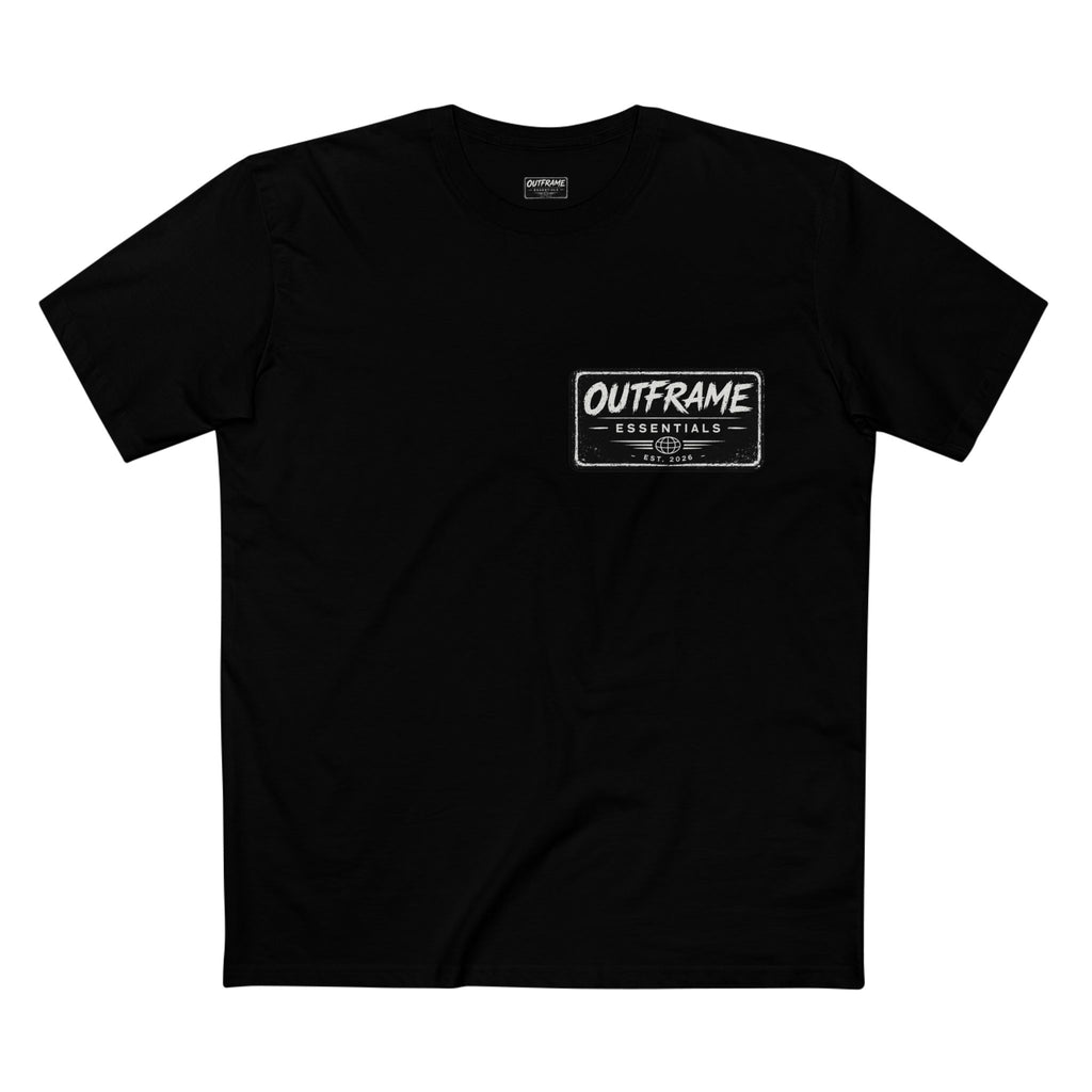Outframe Essentials Logo Tee — Minimal Patch Chest T‑Shirt