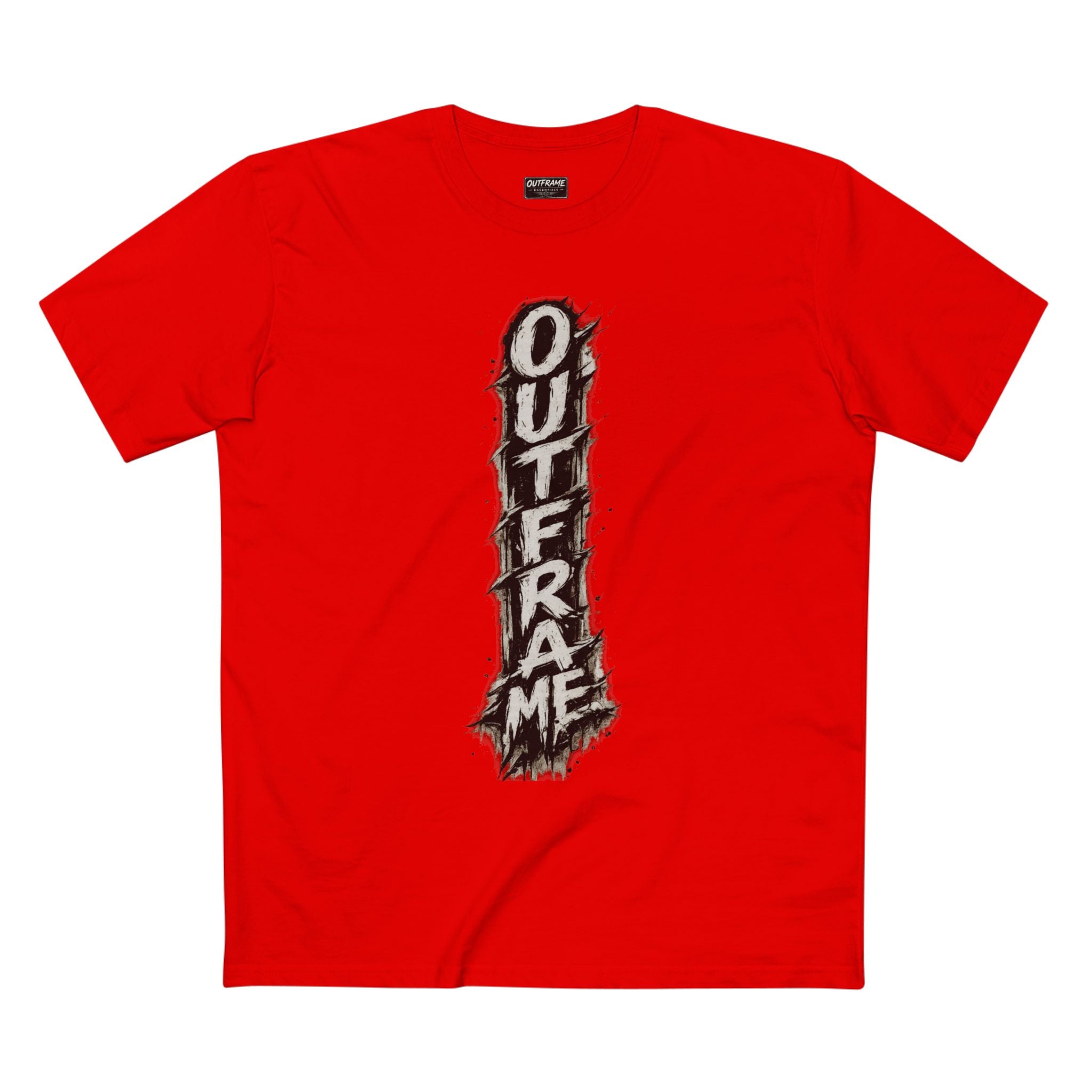OUTFRAME Essentials – Vertical Brush Logo Premium Unisex T-Shirt