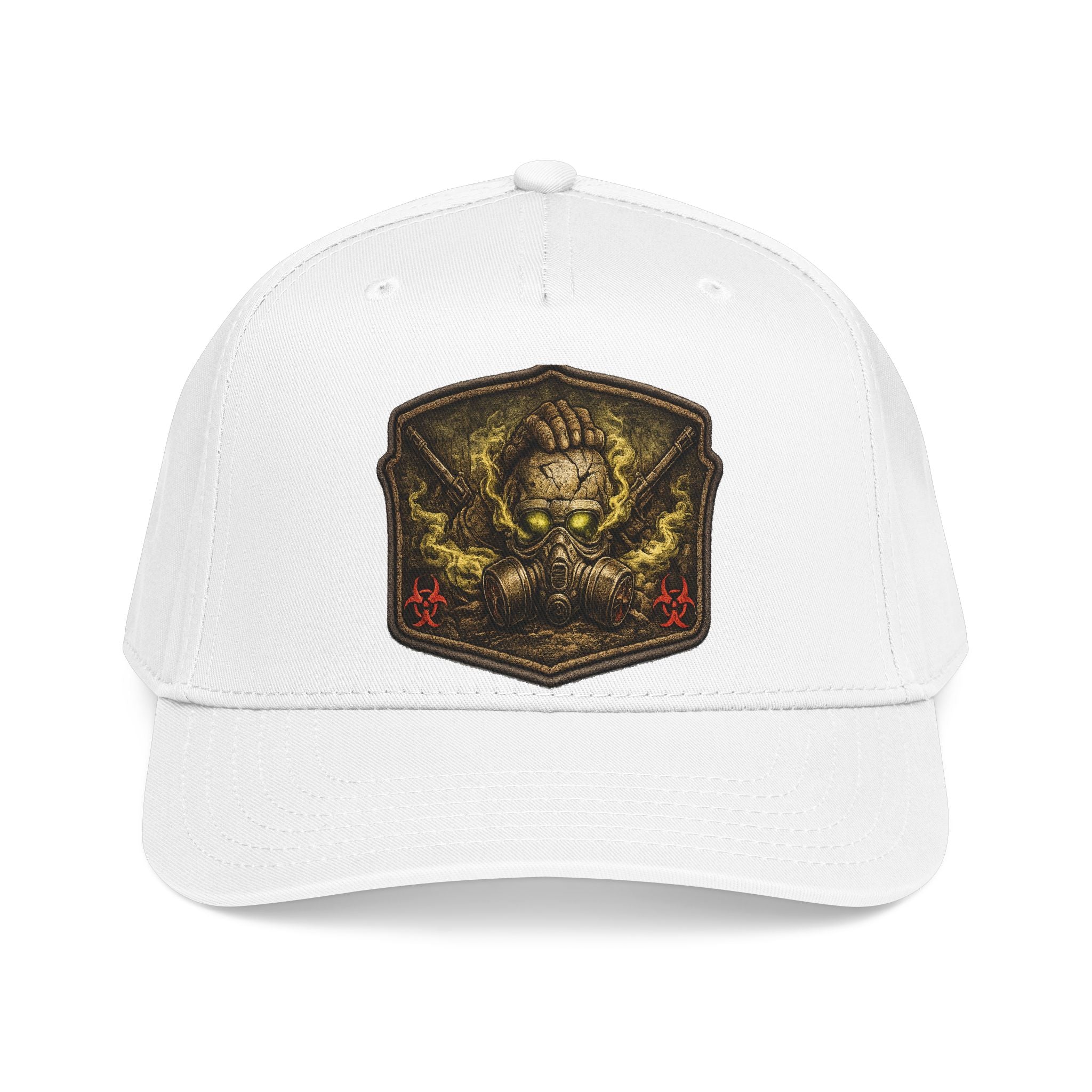 Baseball Cap — Toxic Skull Patch Hat | Edgy Military Green Trucker Style