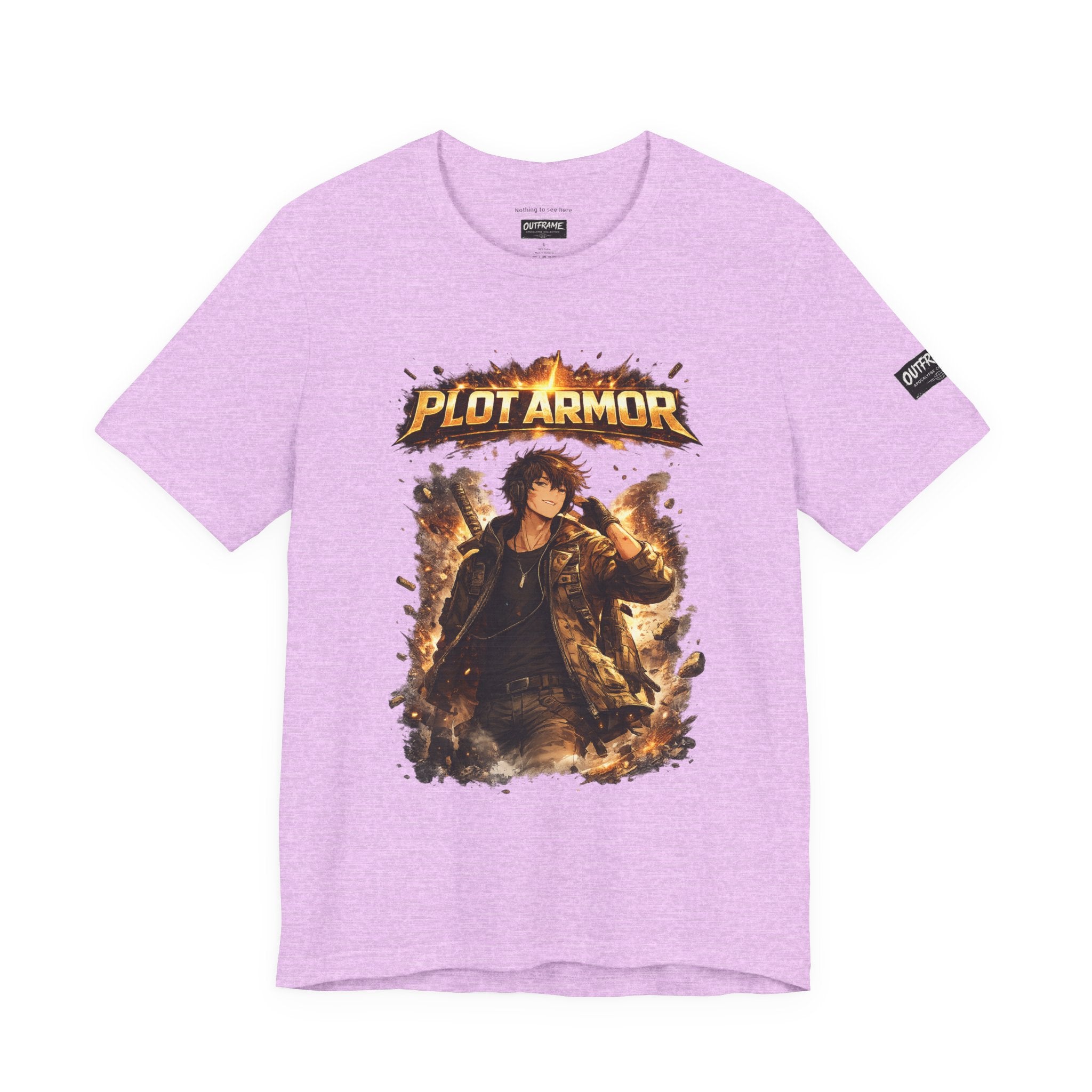 Plot Armor T-Shirt — Retro Anime Fire Graphic Tee