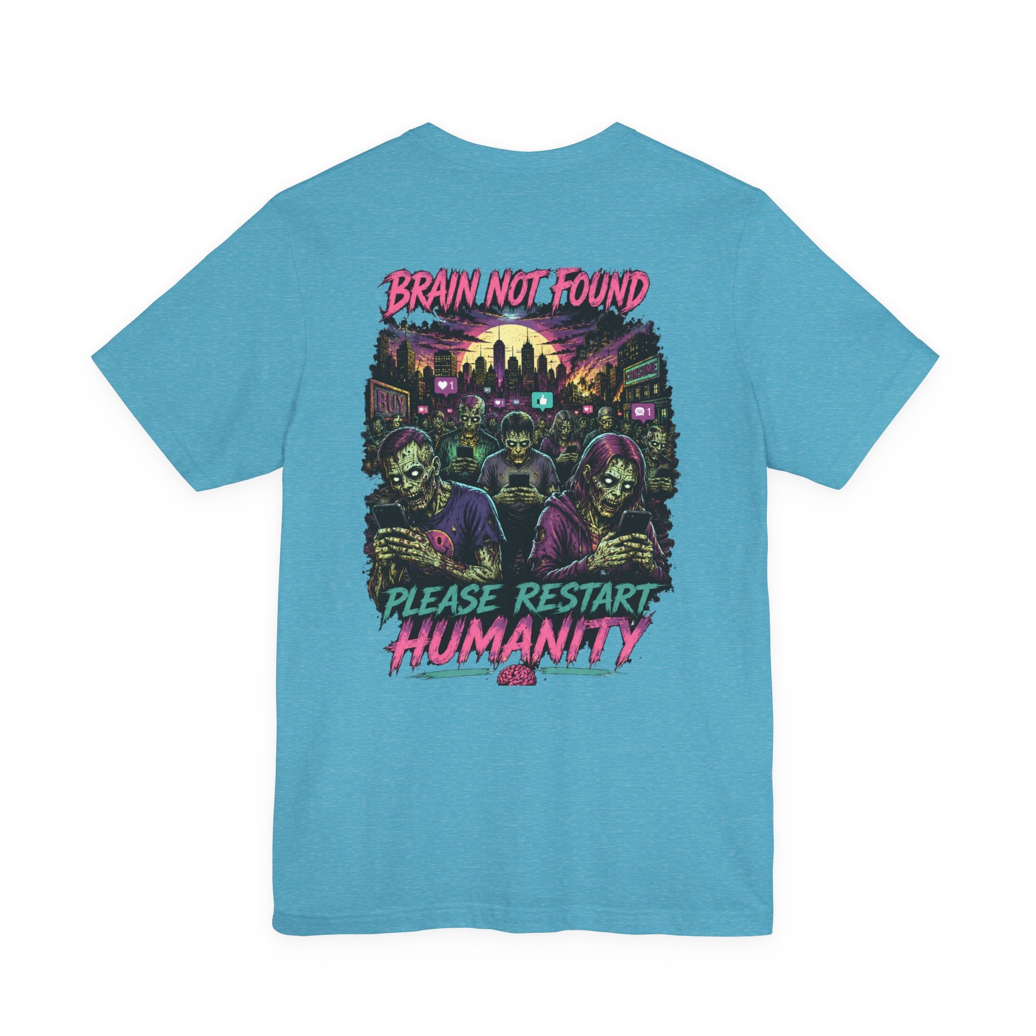 Brain Not Found – Please Restart Humanity Retro Zombie T-Shirt