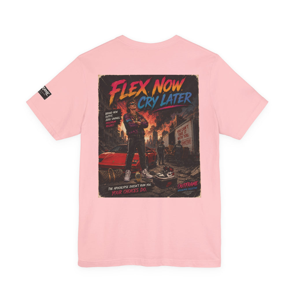OUTFRAME™ FLEX NOW. CRY LATER. | Retro Apocalypse Graphic T-Shirt | Vintage