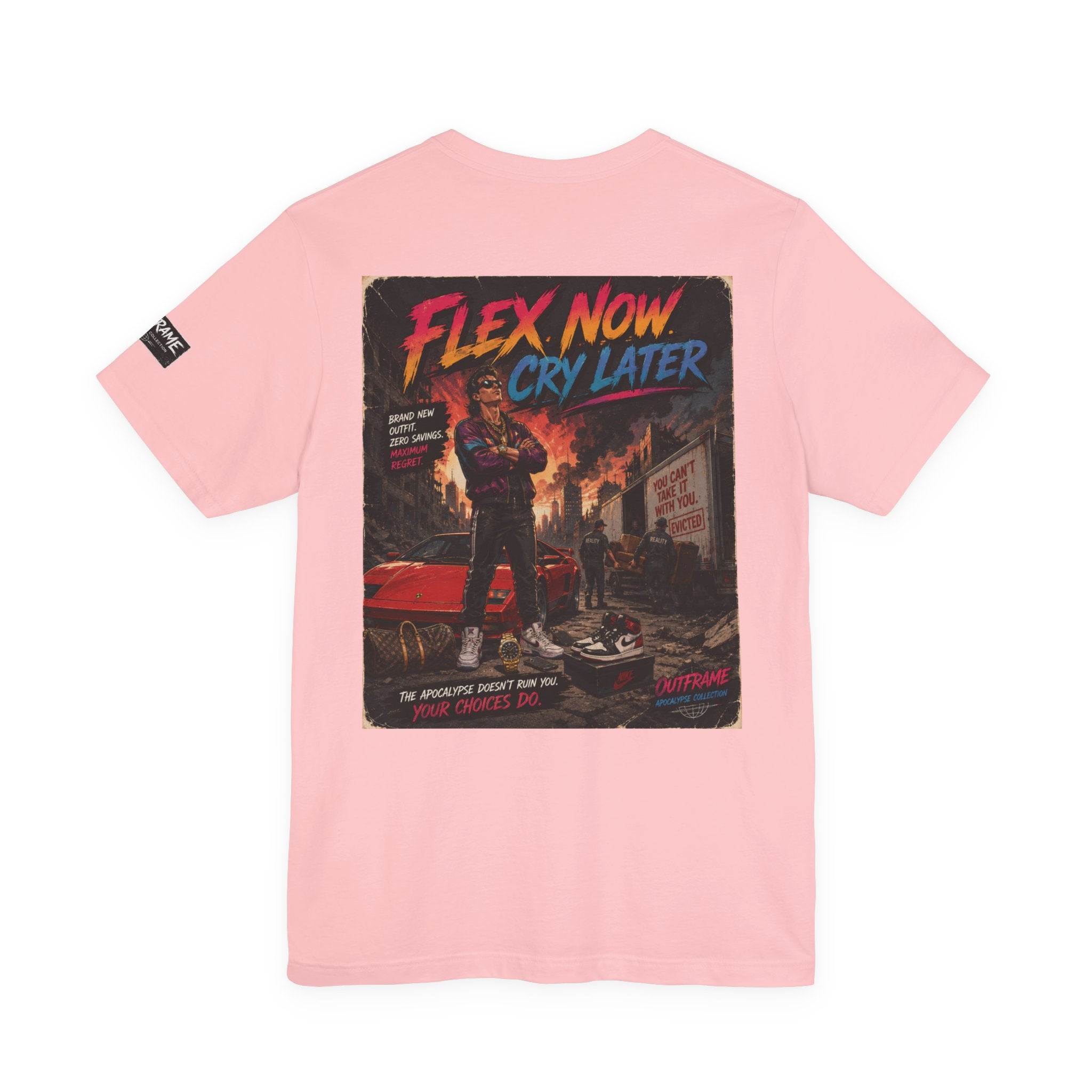 OUTFRAME™ FLEX NOW. CRY LATER. | Retro Apocalypse Graphic T-Shirt | Vintage