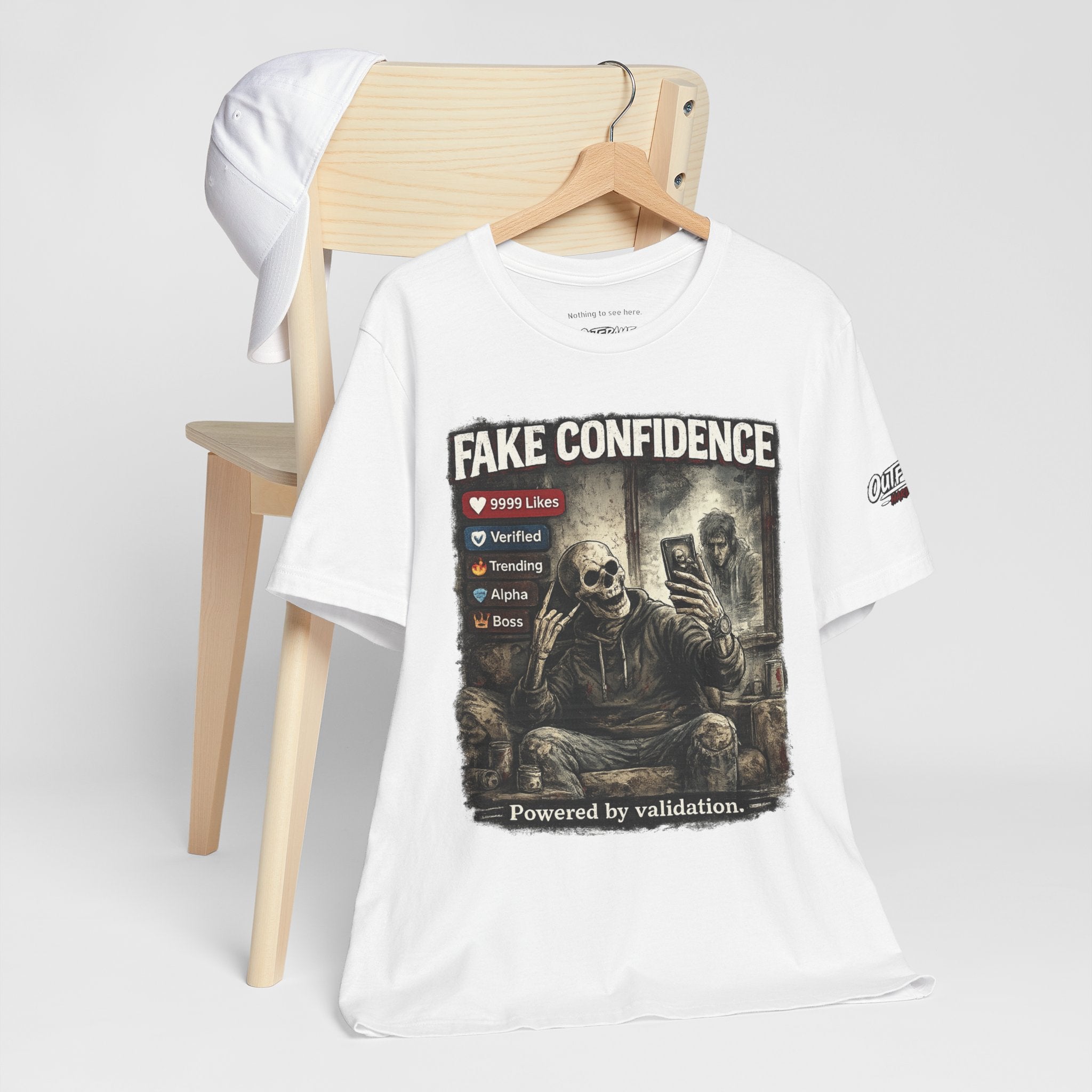 OUTFRAME Hard Truths – Fake Confidence | Premium Graphic Streetwear T-Shirt