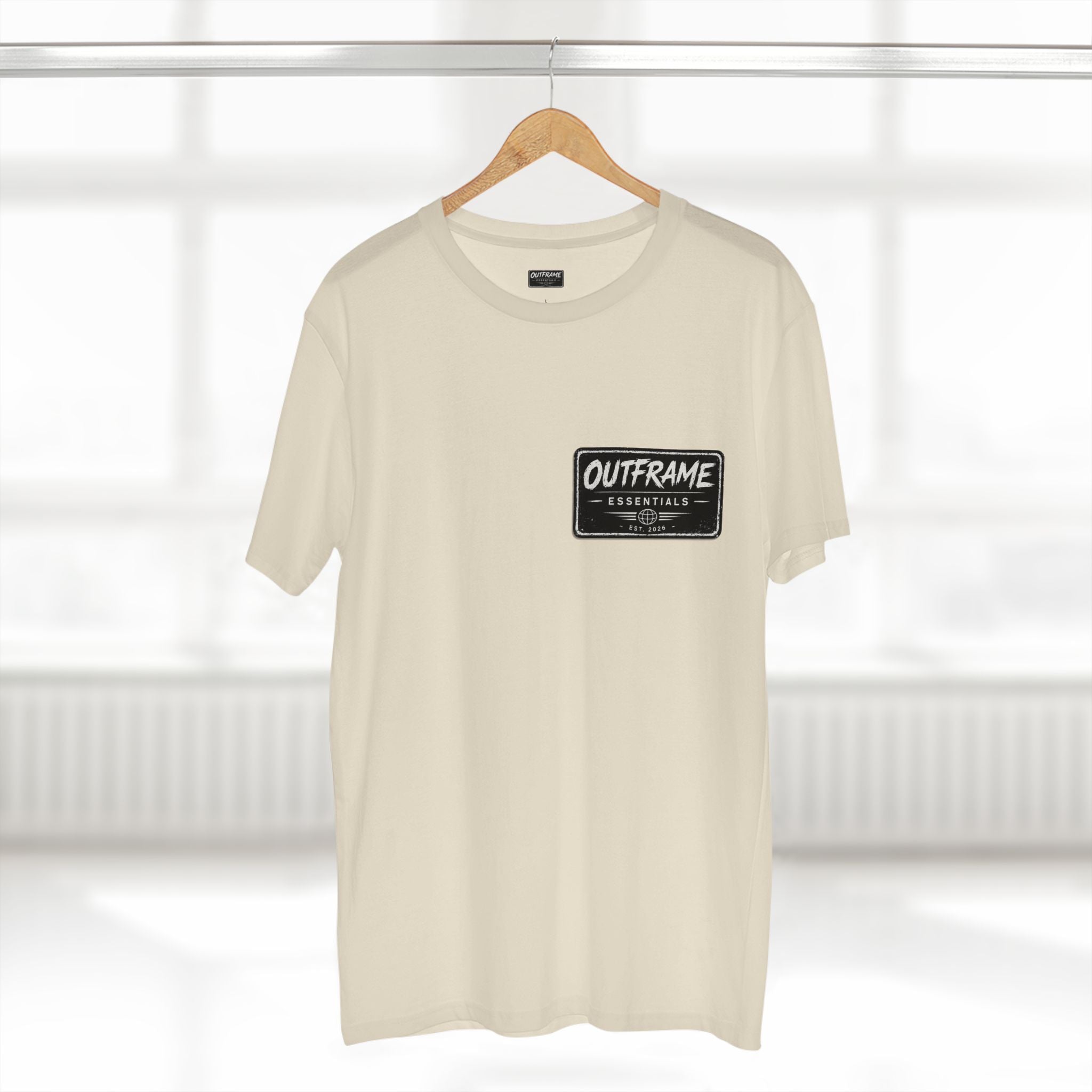 Outframe Essentials Logo Tee — Minimal Patch Chest T‑Shirt