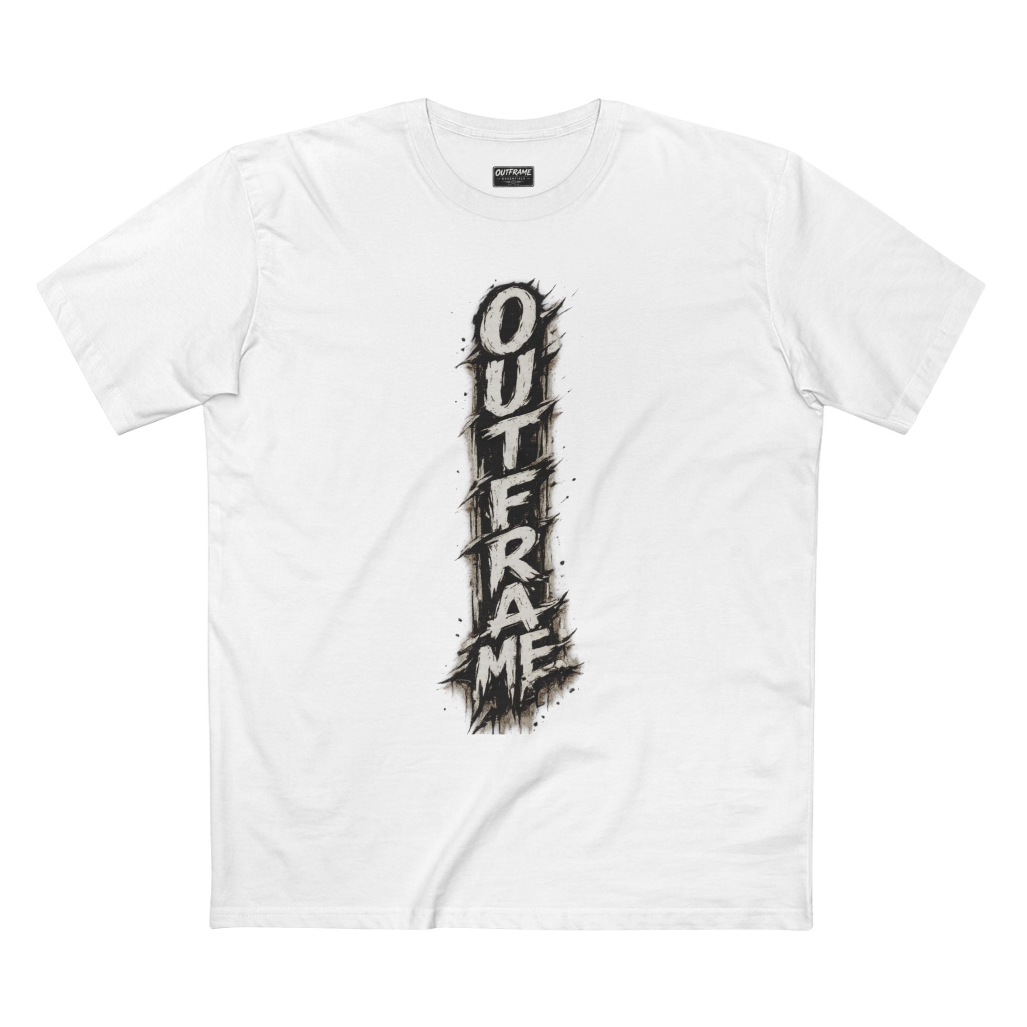 OUTFRAME Essentials – Vertical Brush Logo Premium Unisex T-Shirt