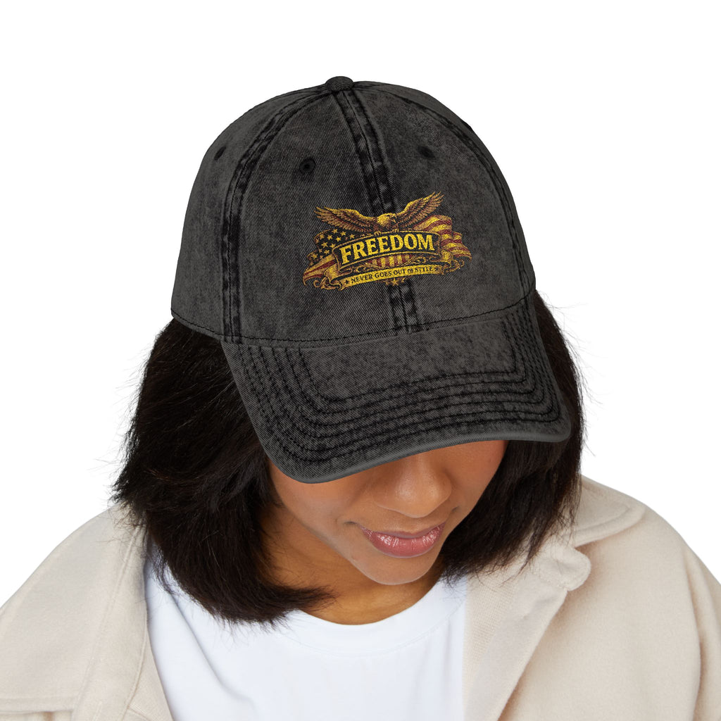 Freedom Vintage Embroidered Cap – Distressed Red Dad Hat