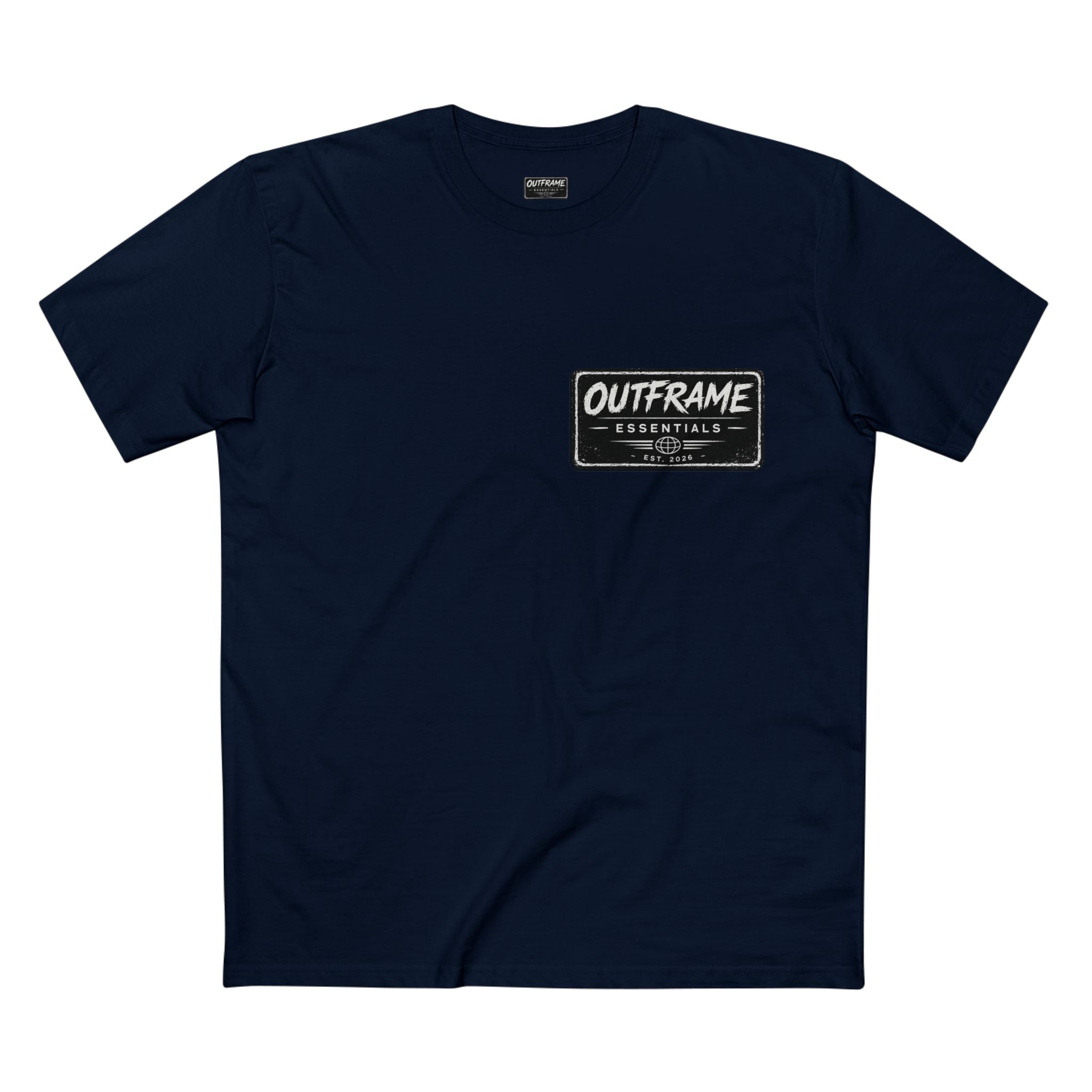 Outframe Essentials Logo Tee — Minimal Patch Chest T‑Shirt