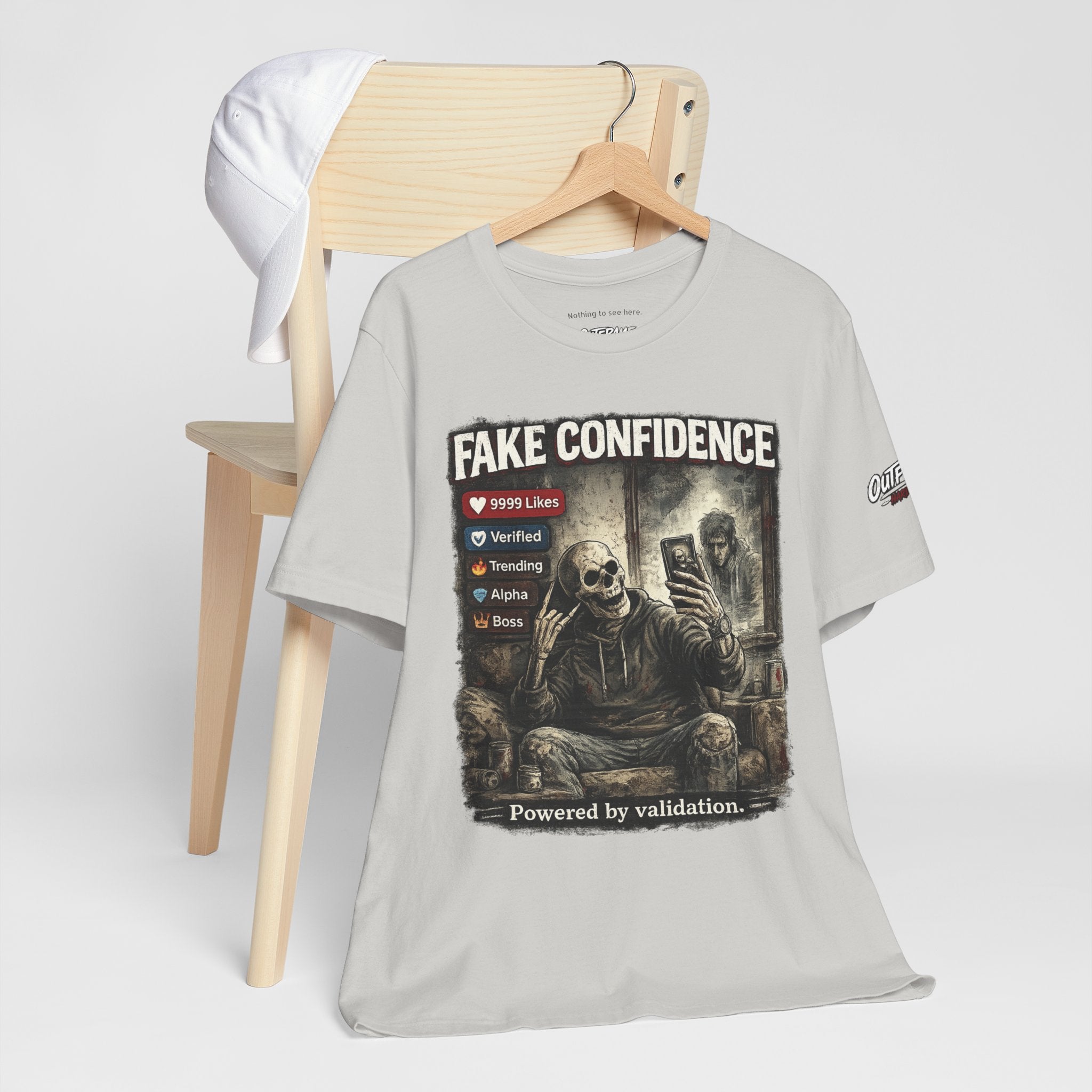 OUTFRAME Hard Truths – Fake Confidence | Premium Graphic Streetwear T-Shirt
