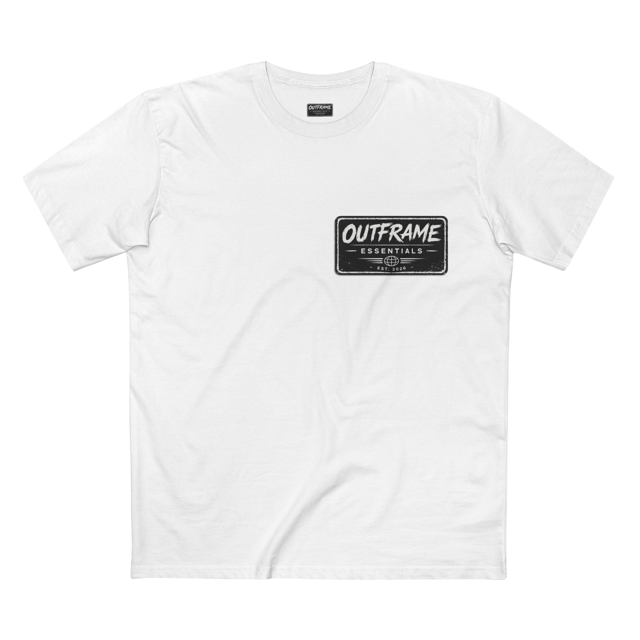 Outframe Essentials Logo Tee — Minimal Patch Chest T‑Shirt