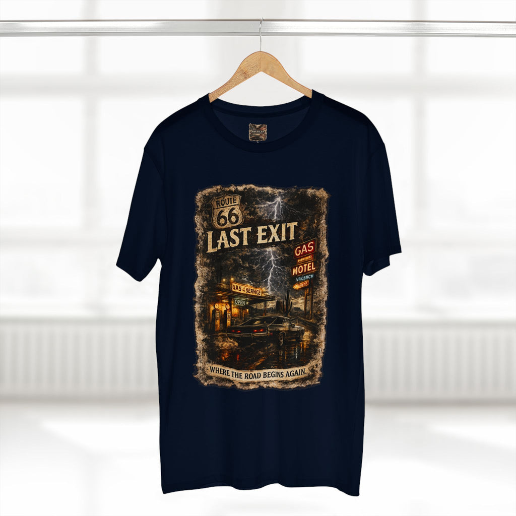 Last Exit – Vintage Route 66 Muscle Car Graphic T-Shirt