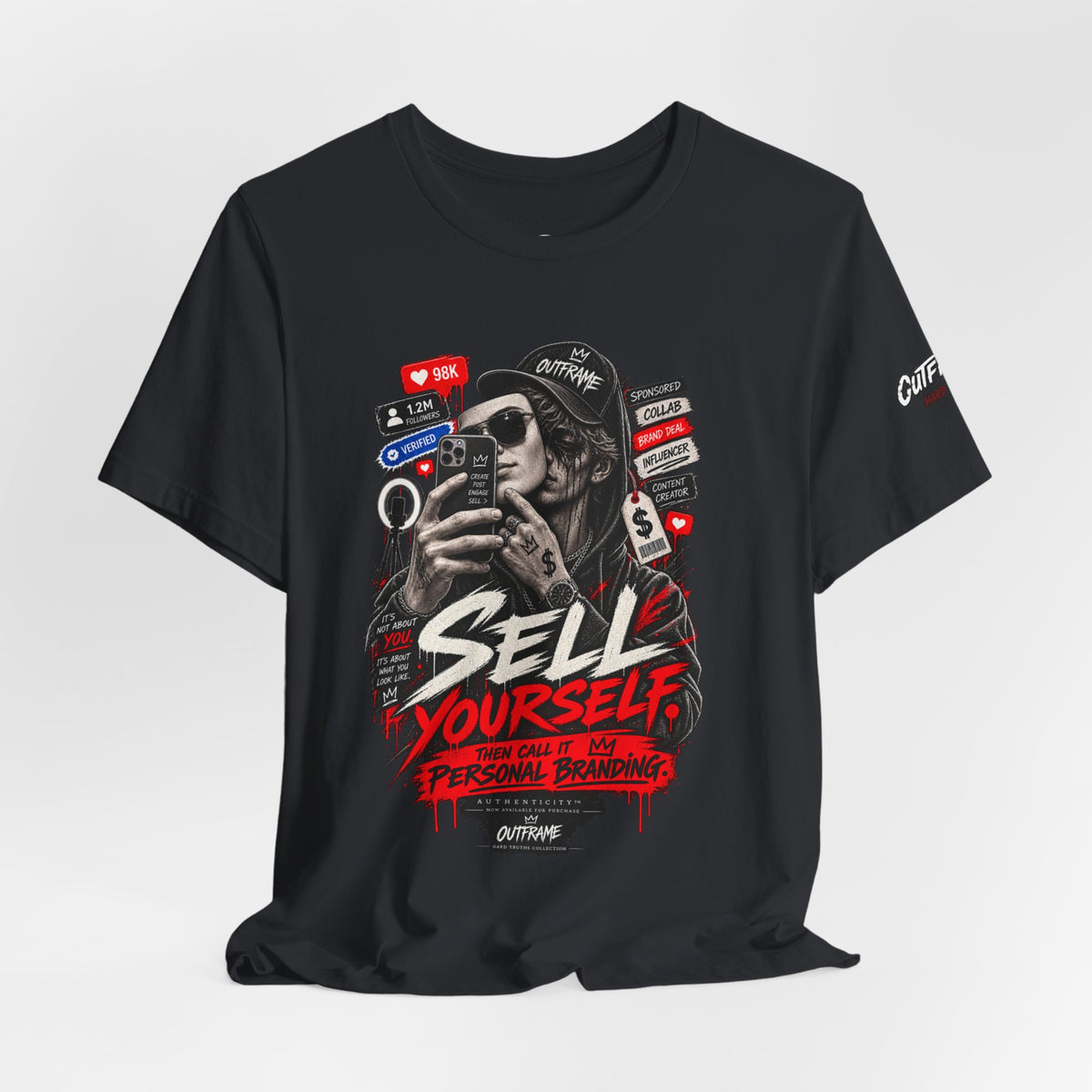 Graphic Tee — "Sell Yourself" Social Media Satire T-Shirt