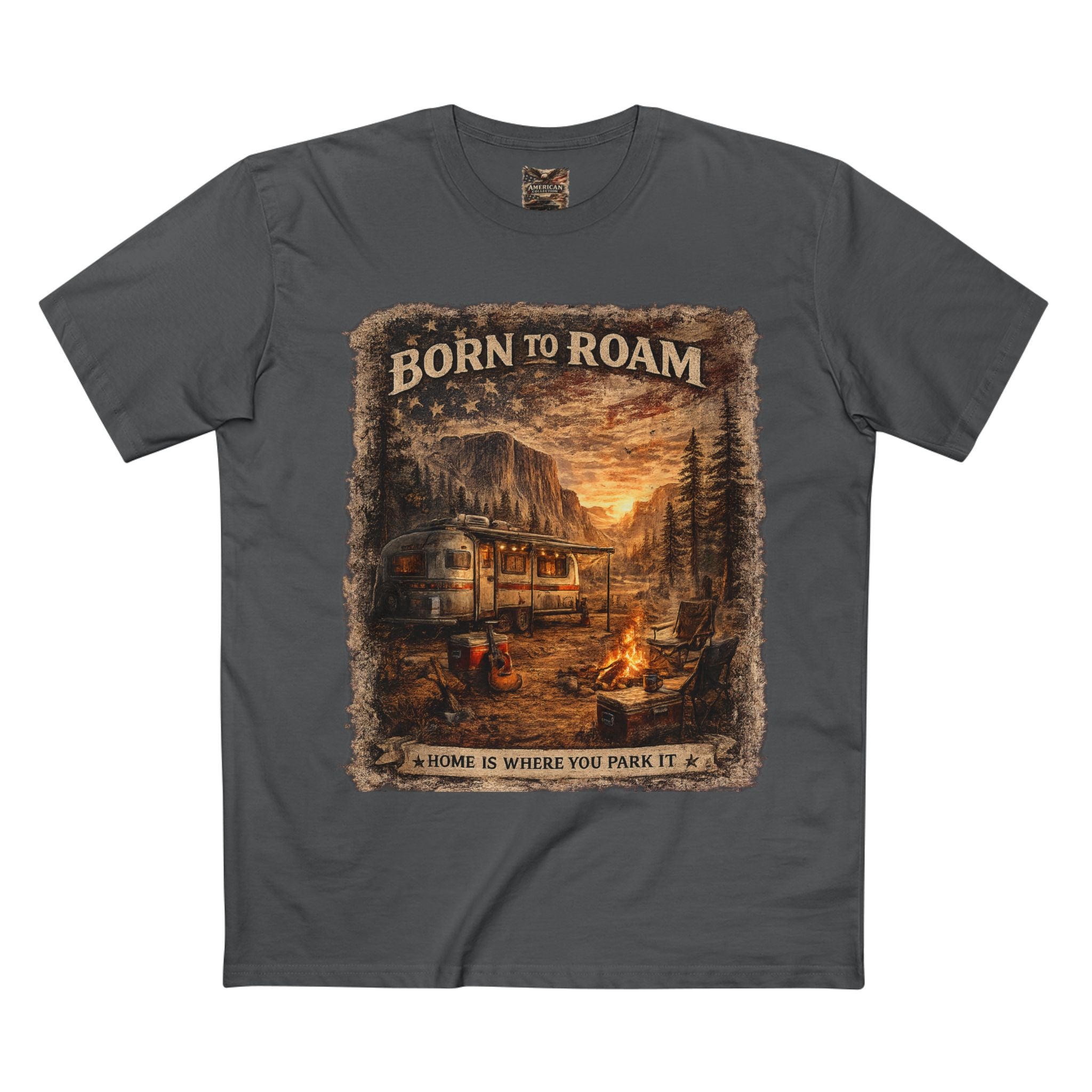 Born to Roam – Vintage Camper & National Parks Graphic T-Shirt | American Collection