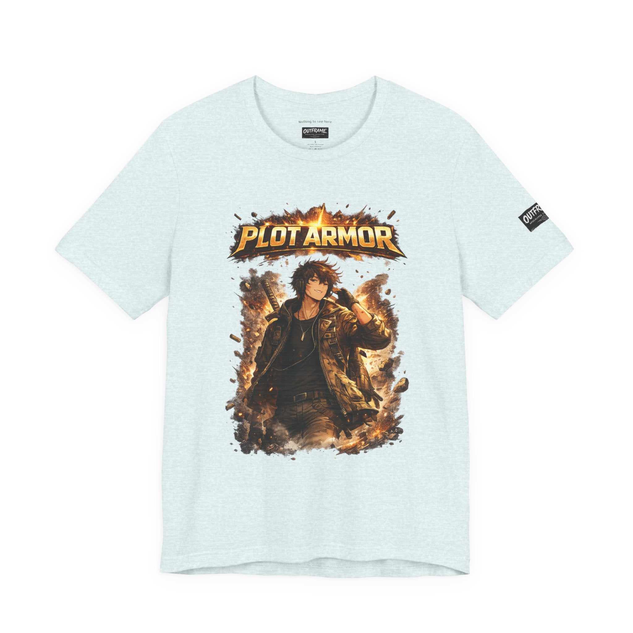 Plot Armor T-Shirt — Retro Anime Fire Graphic Tee