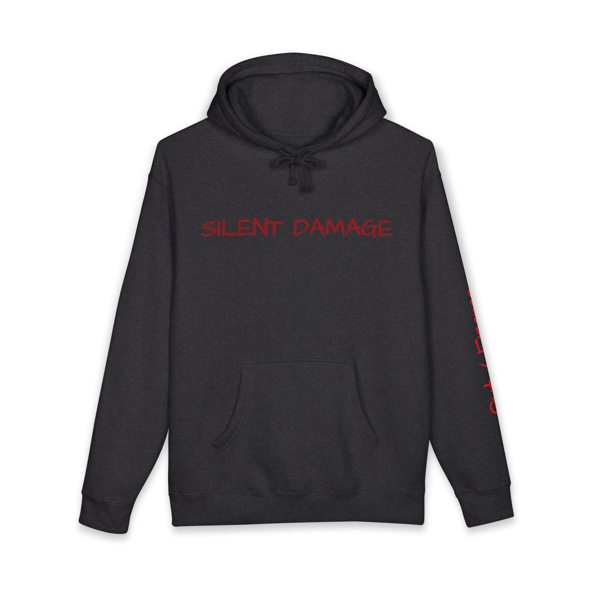SILENT DAMAGE – Minimal Dark Urban Graphic Hoodie