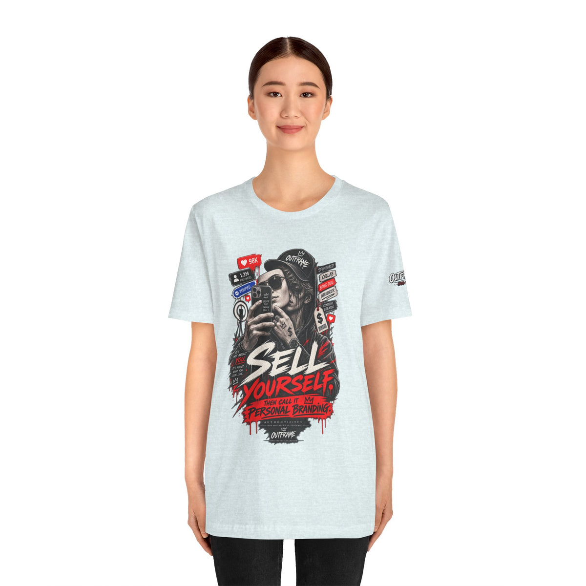 Graphic Tee — "Sell Yourself" Social Media Satire T-Shirt