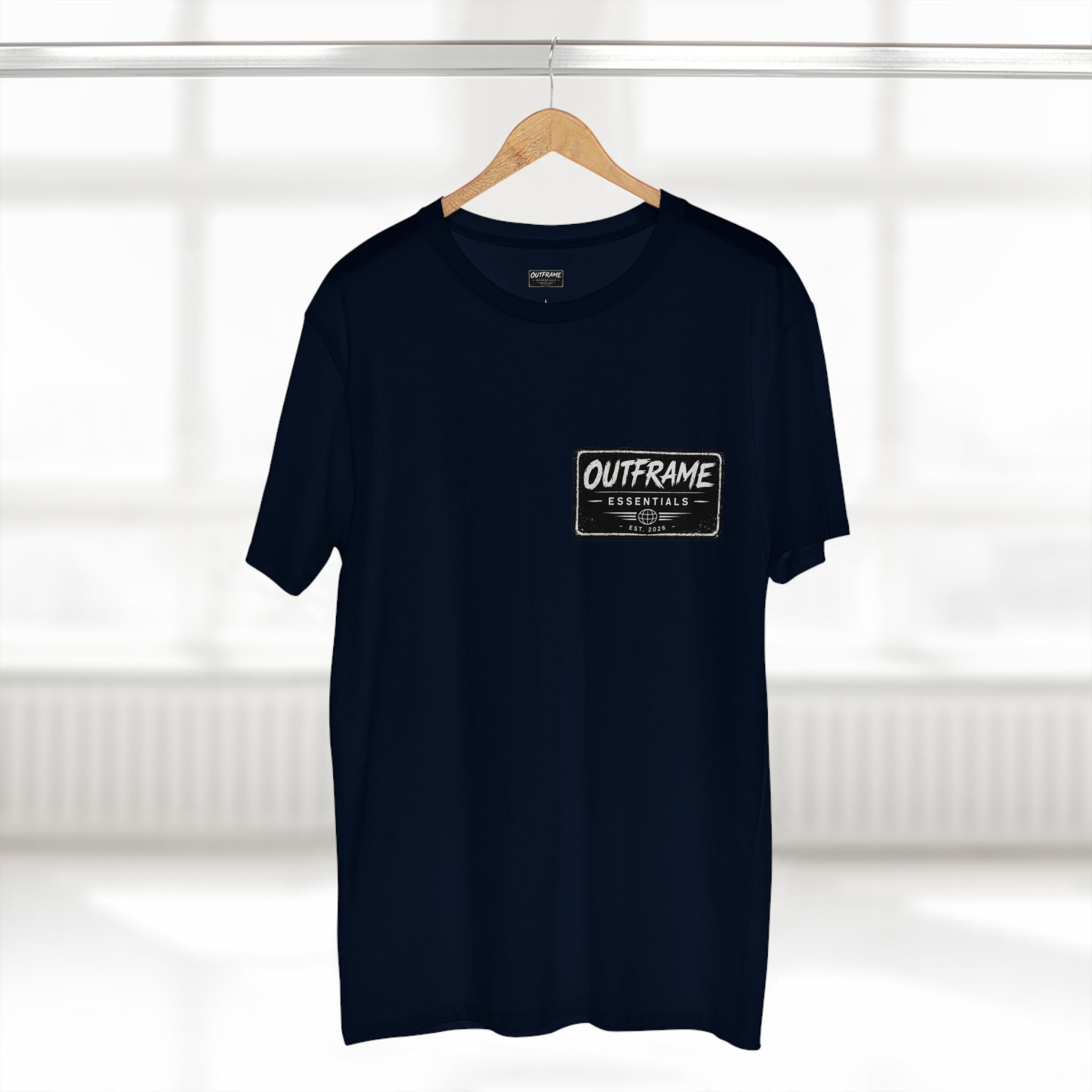 Outframe Essentials Logo Tee — Minimal Patch Chest T‑Shirt