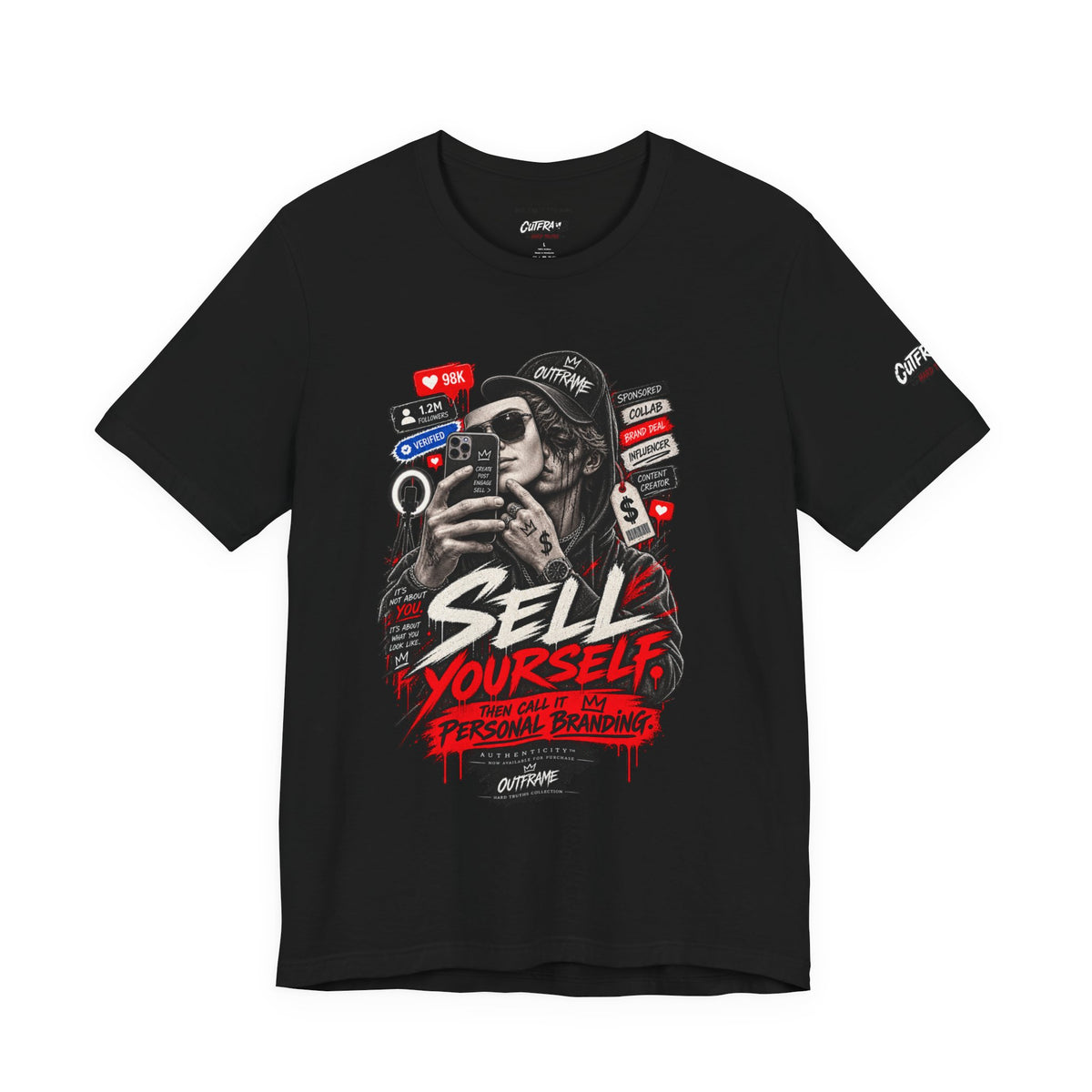 Graphic Tee — "Sell Yourself" Social Media Satire T-Shirt